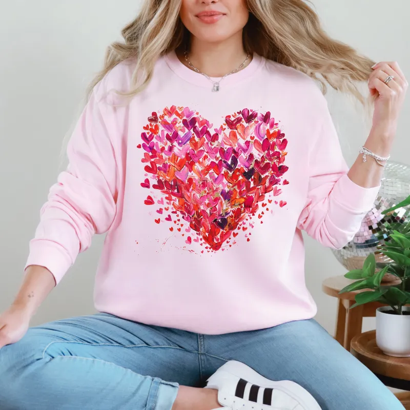 Watercolor Hearts, Colorful, Valentine's Day, Love Sweatshirt sold by Refinery Number One