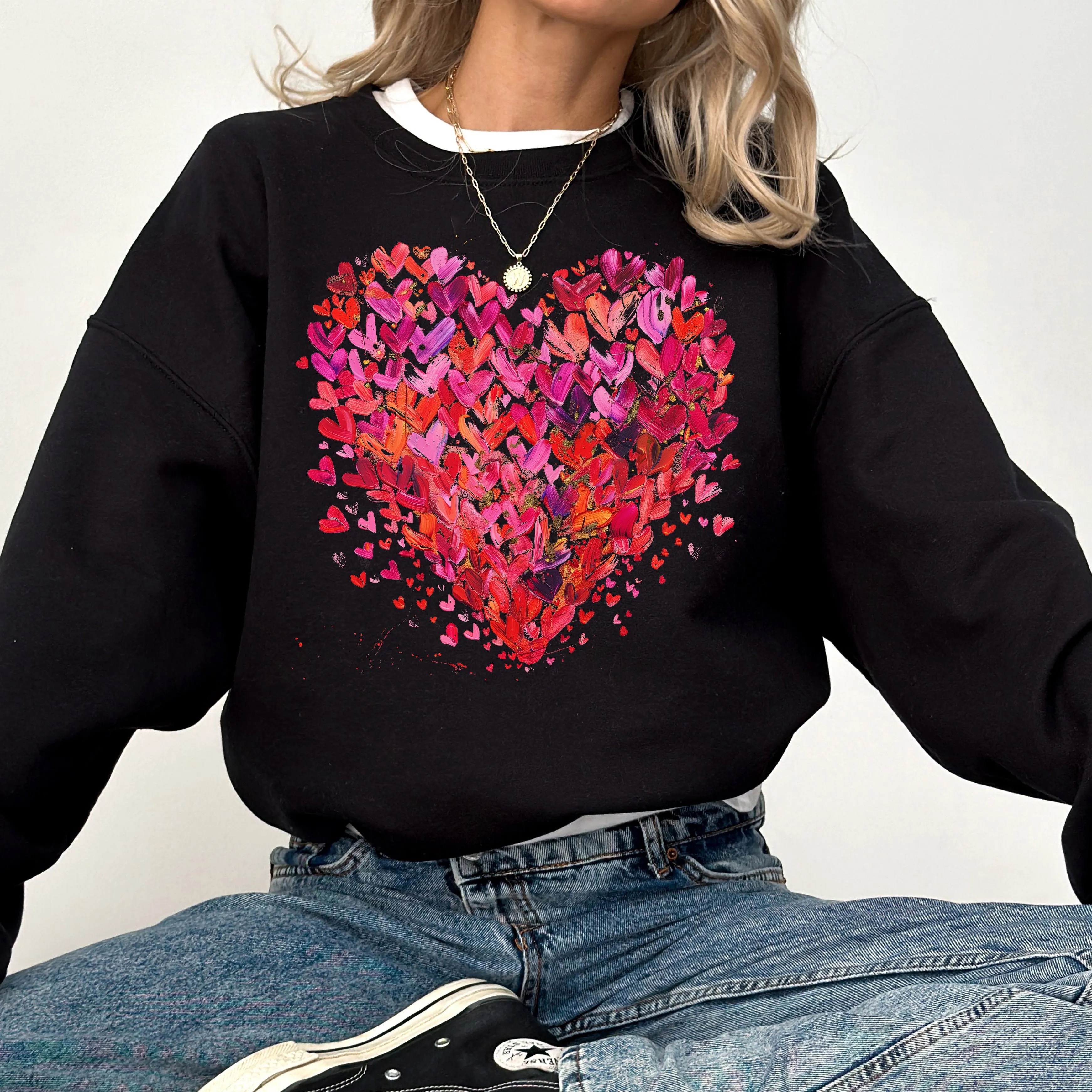 Watercolor Hearts, Colorful, Valentine's Day, Love Sweatshirt sold by Refinery Number One product image thumbnail 4