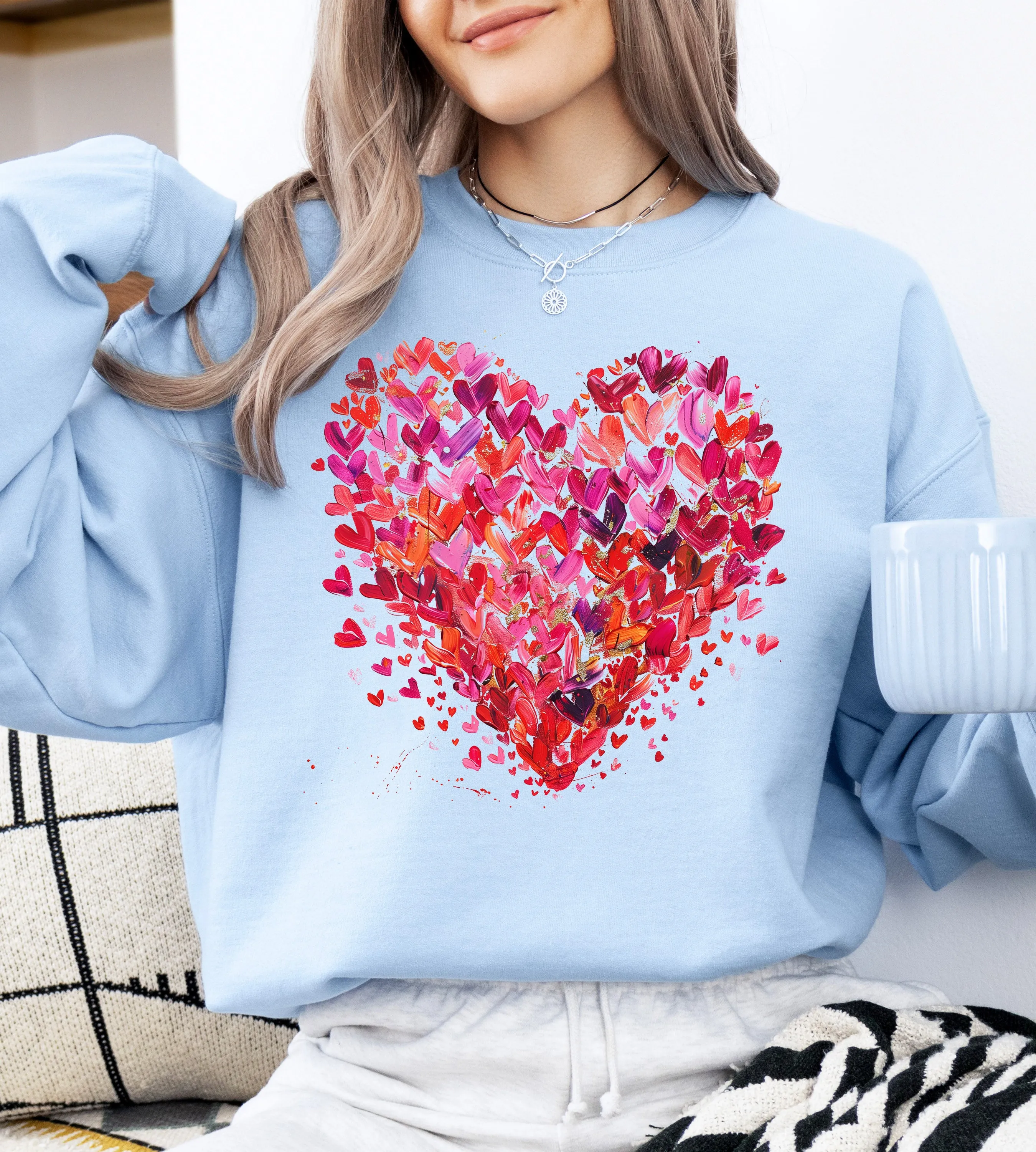 Watercolor Hearts, Colorful, Valentine's Day, Love Sweatshirt sold by Refinery Number One product image thumbnail 5