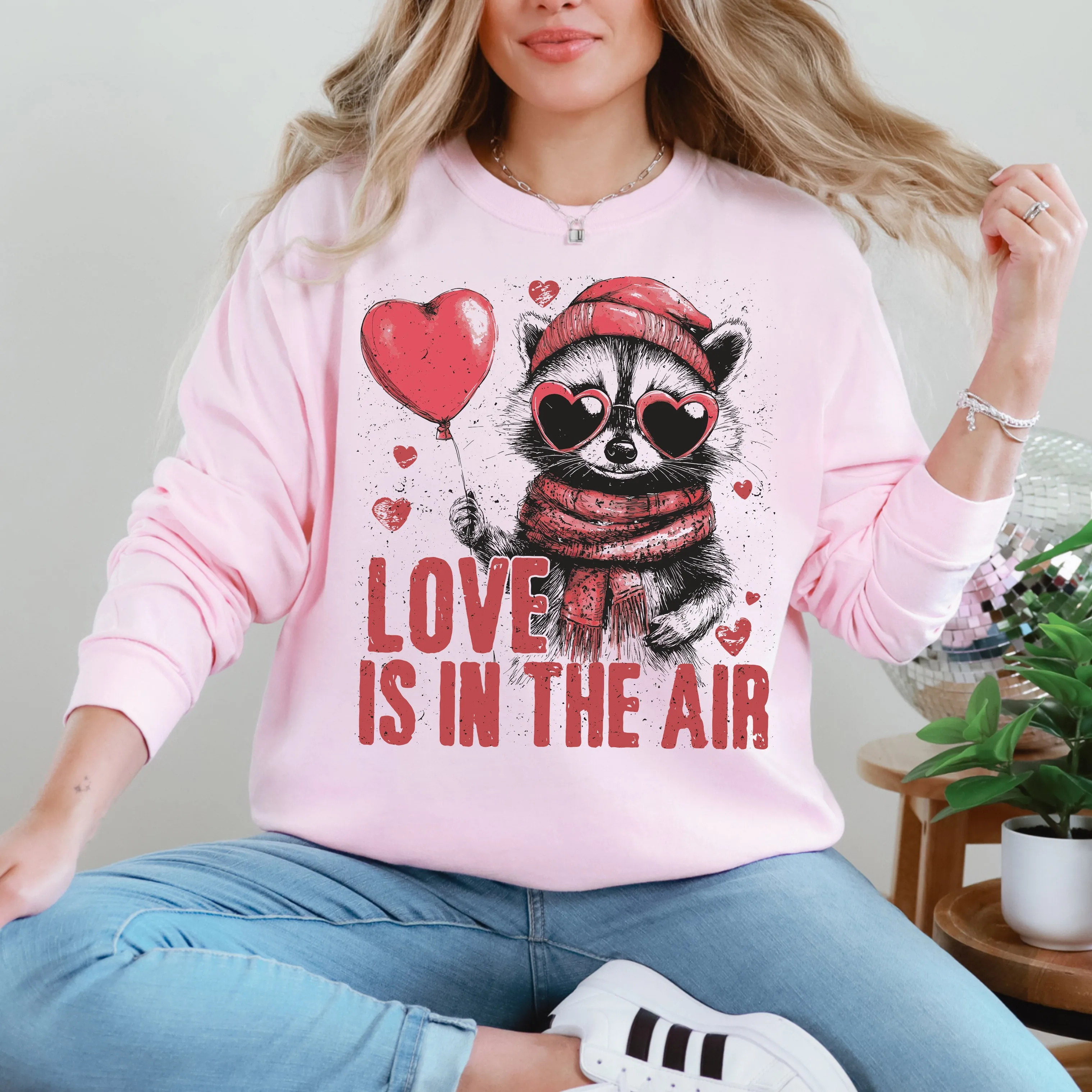 Love Is In The Air, Racoon Lover, Valentine's Day, Love Sweatshirt sold by Refinery Number One product image thumbnail 3