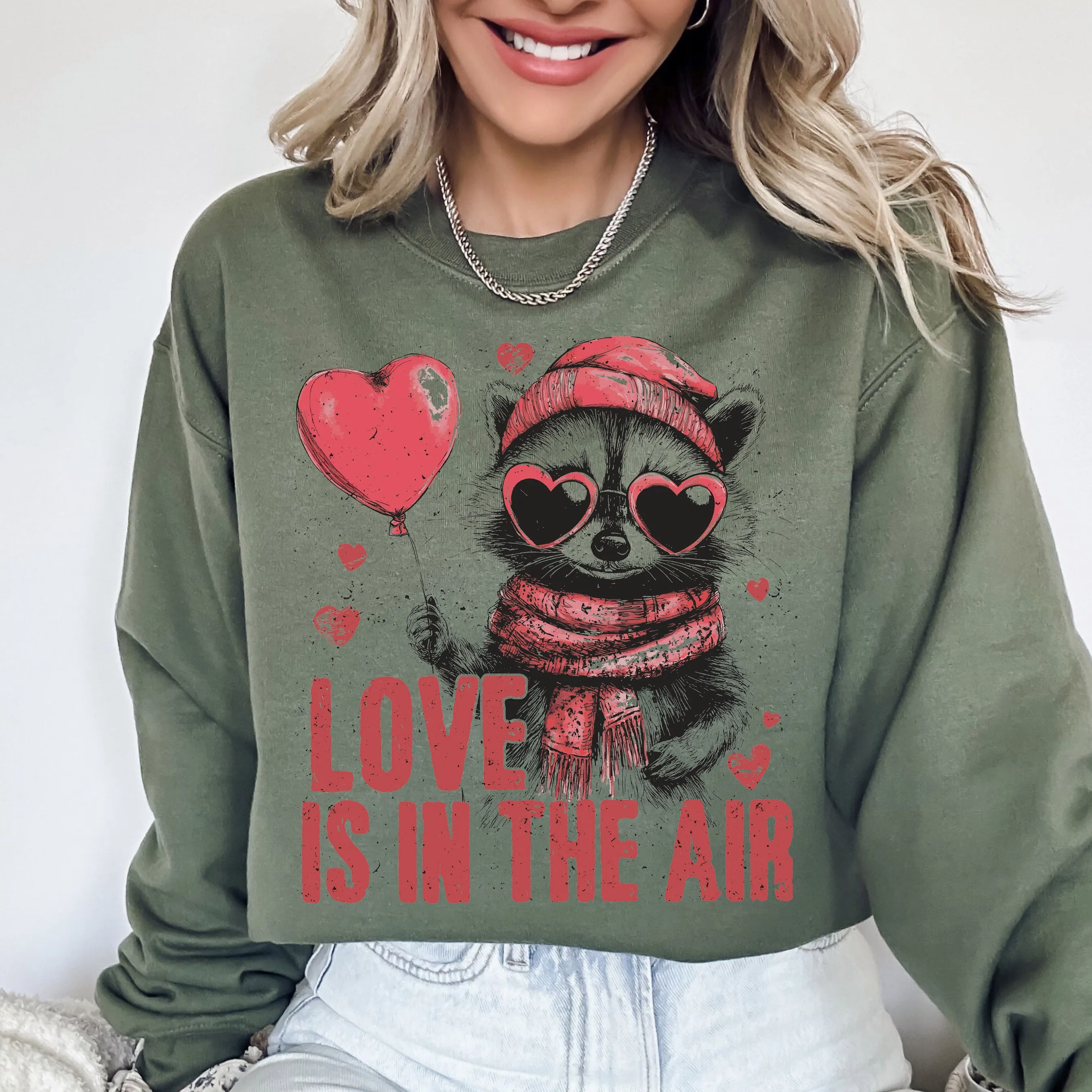 Love Is In The Air, Racoon Lover, Valentine's Day, Love Sweatshirt sold by Refinery Number One product image thumbnail 5