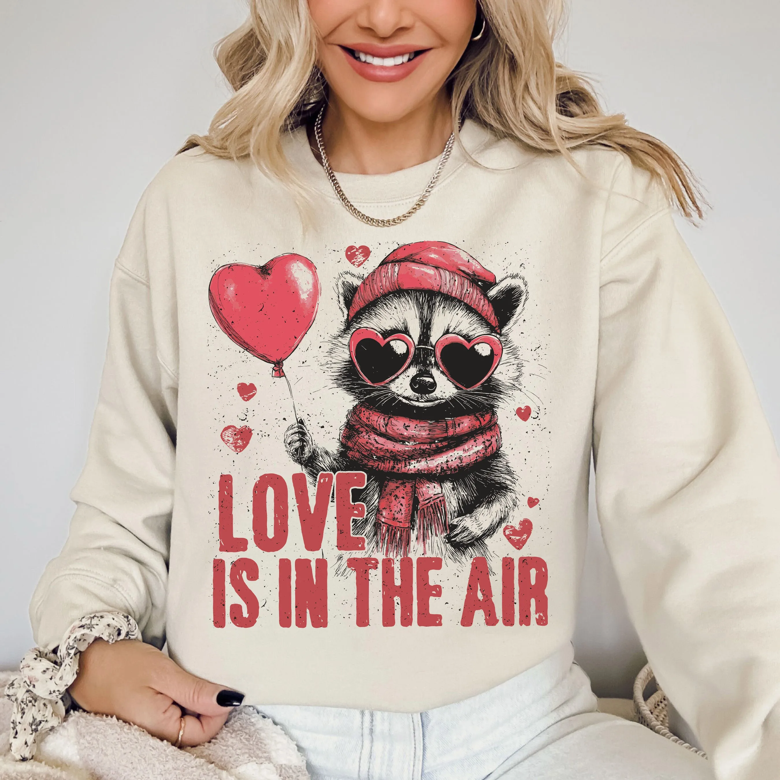 Love Is In The Air, Racoon Lover, Valentine's Day, Love Sweatshirt sold by Refinery Number One product image thumbnail 2