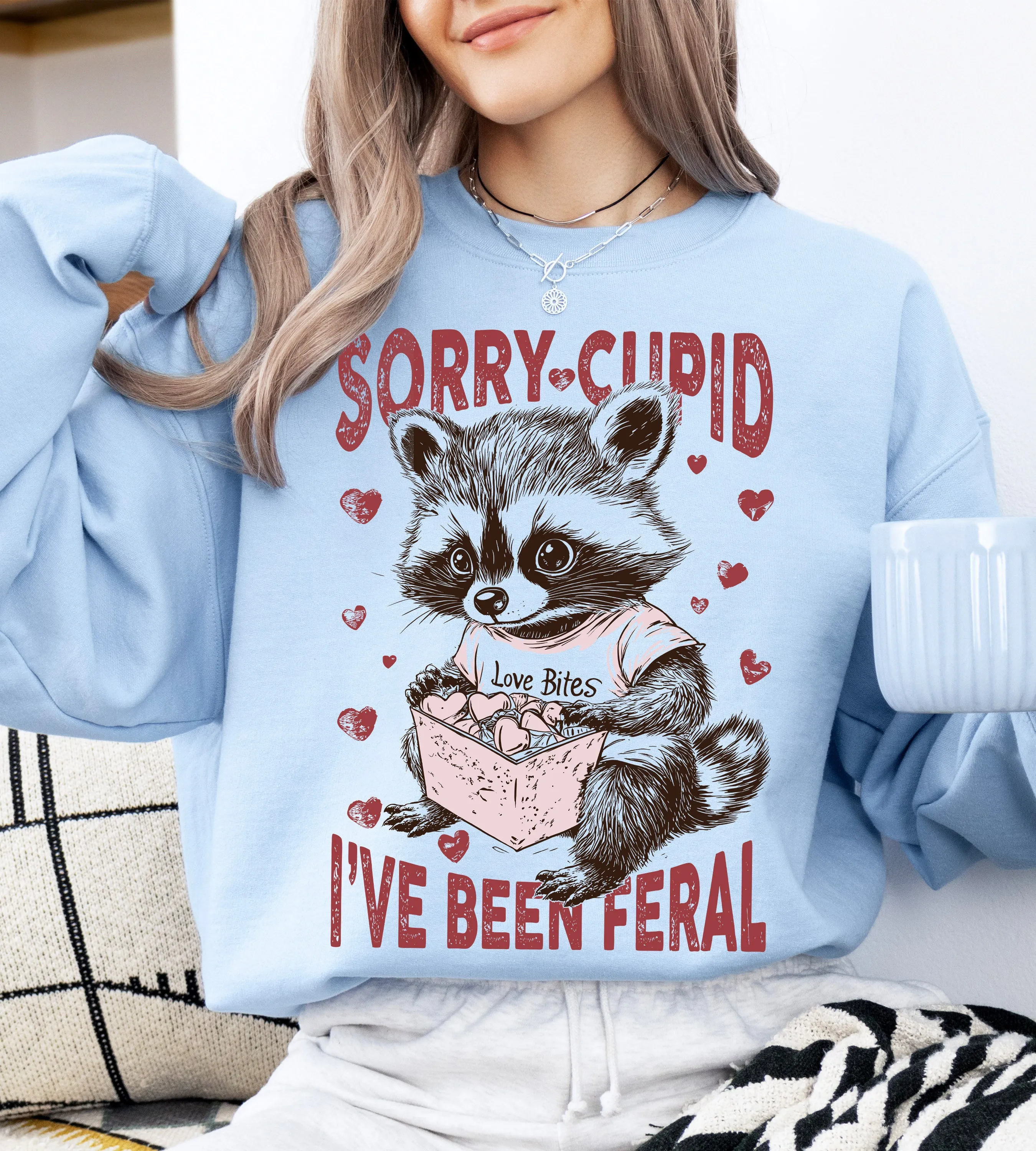 Sorry Cupid I've Been Feral, Racoon, Love Bites, Valentine's Day, Love Sweatshirt sold by Refinery Number One product image thumbnail 4