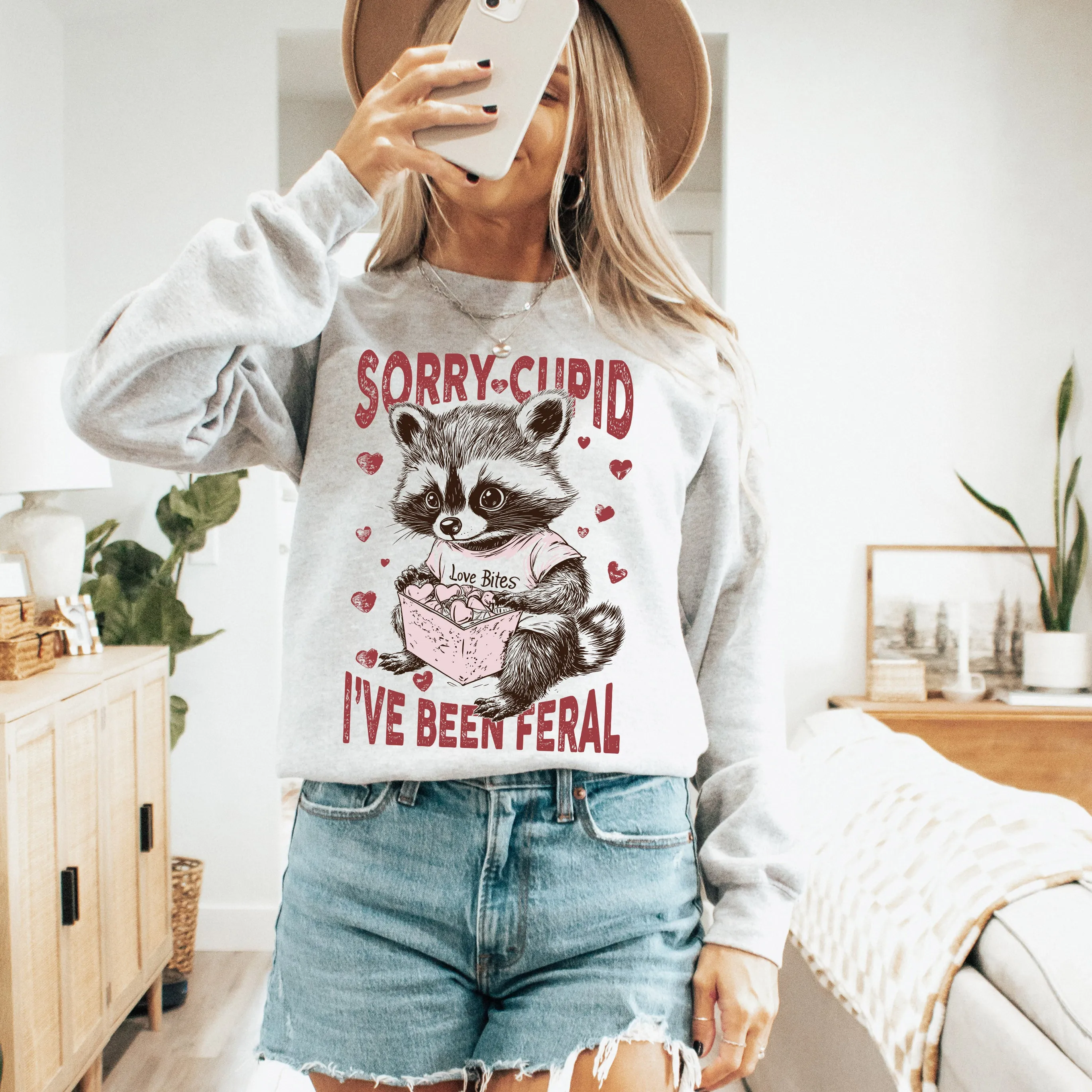Sorry Cupid I've Been Feral, Racoon, Love Bites, Valentine's Day, Love Sweatshirt sold by Refinery Number One product image thumbnail 2