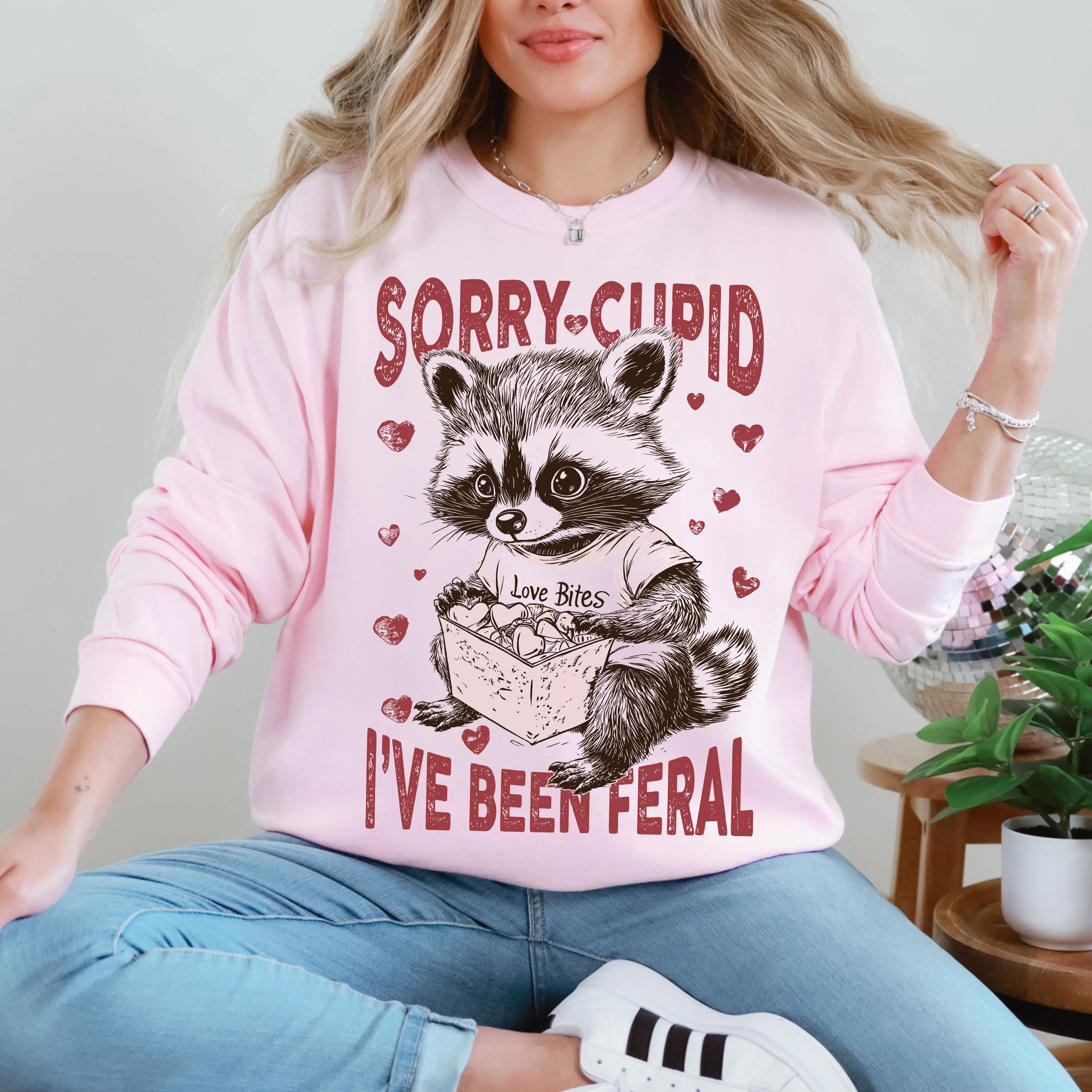 Sorry Cupid I've Been Feral, Racoon, Love Bites, Valentine's Day, Love Sweatshirt sold by Refinery Number One