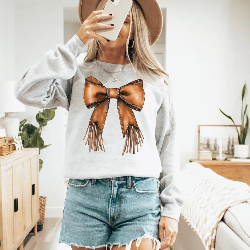 Western Bow, Cowgirl, Ribbon, Coquette, Valentine's Day, Love Sweatshirt sold by Refinery Number One