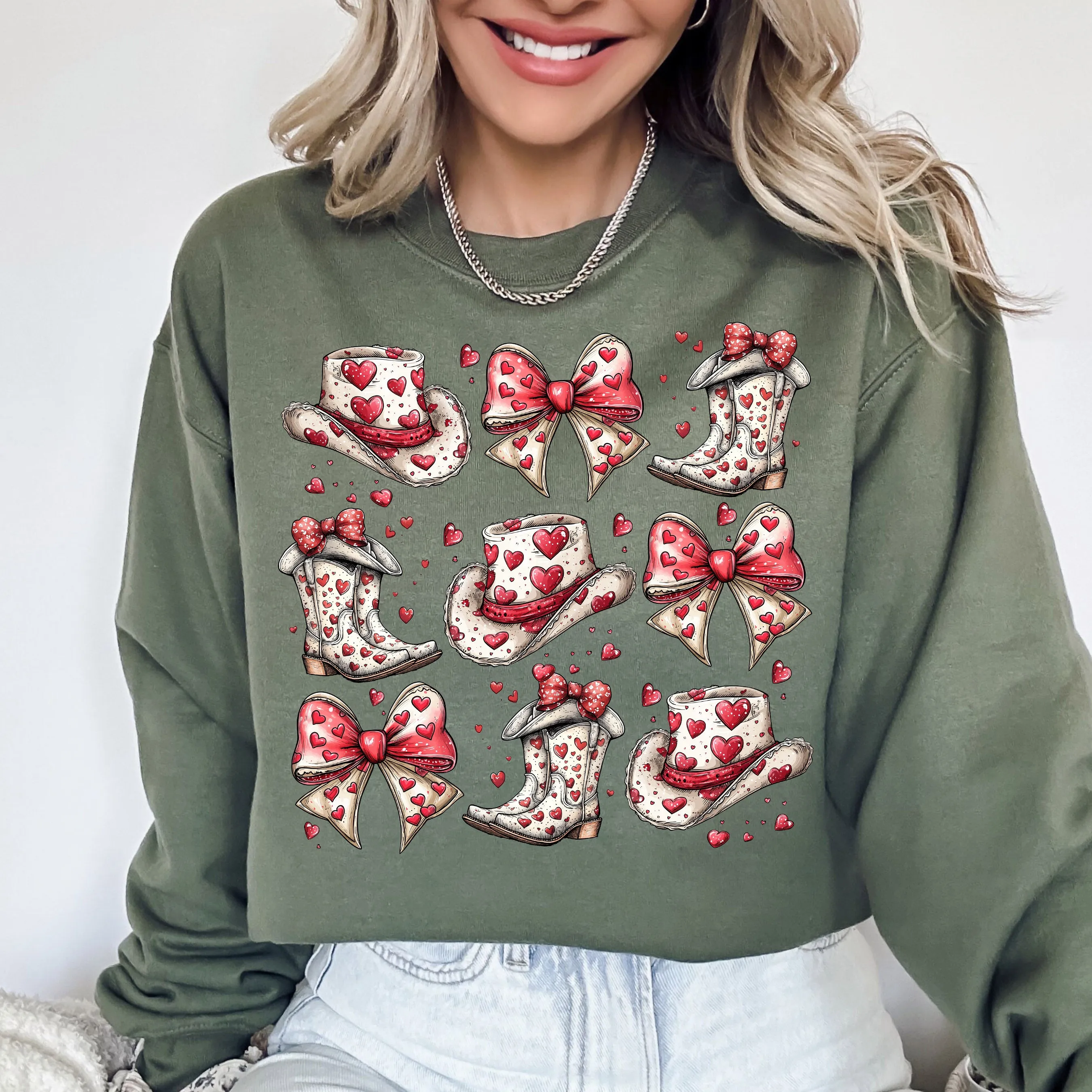 Western Hats and Boots, Country, Cowgirl Valentine's Day, Love Sweatshirt sold by Refinery Number One product image thumbnail 4
