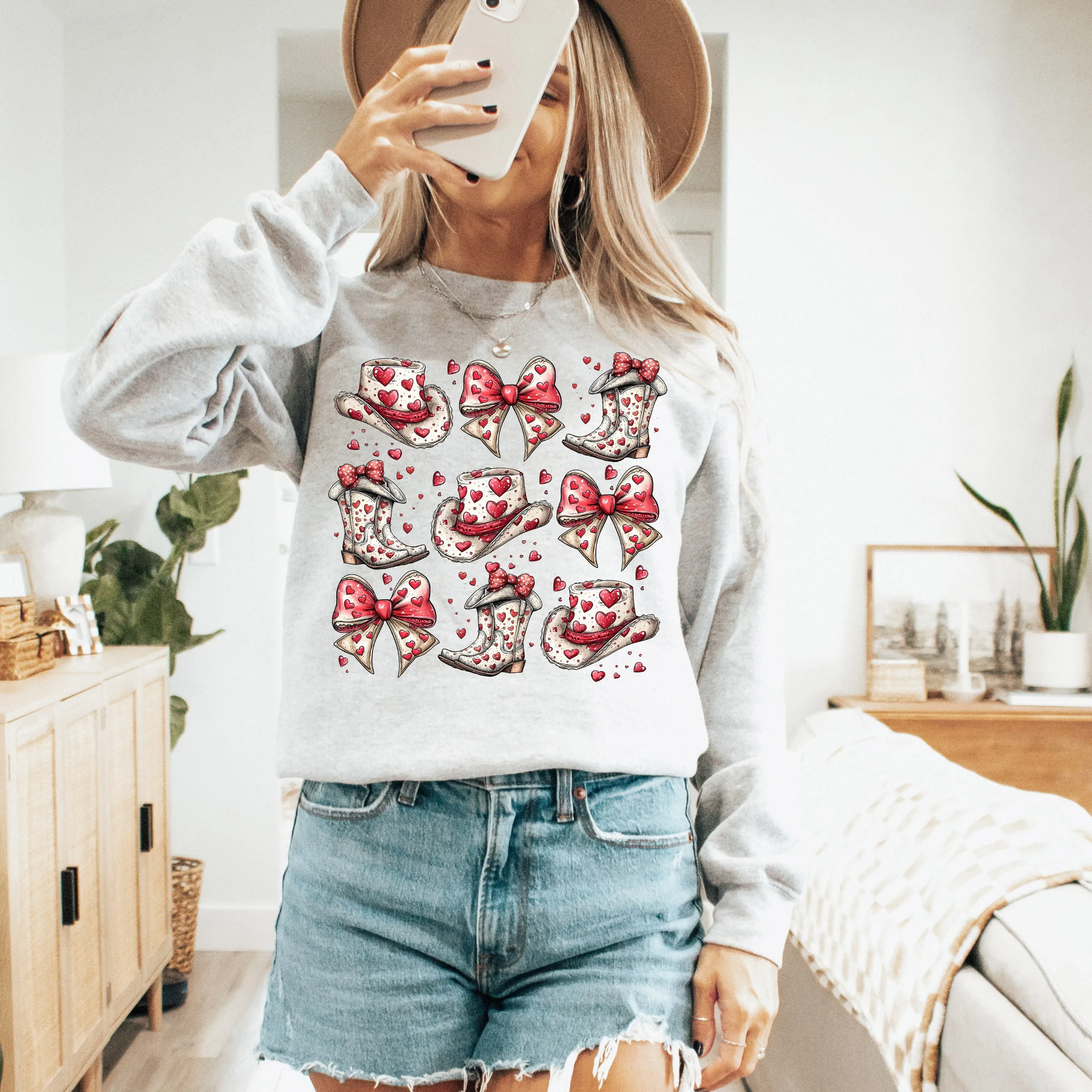Western Hats and Boots, Country, Cowgirl Valentine's Day, Love Sweatshirt sold by Refinery Number One product image thumbnail 3