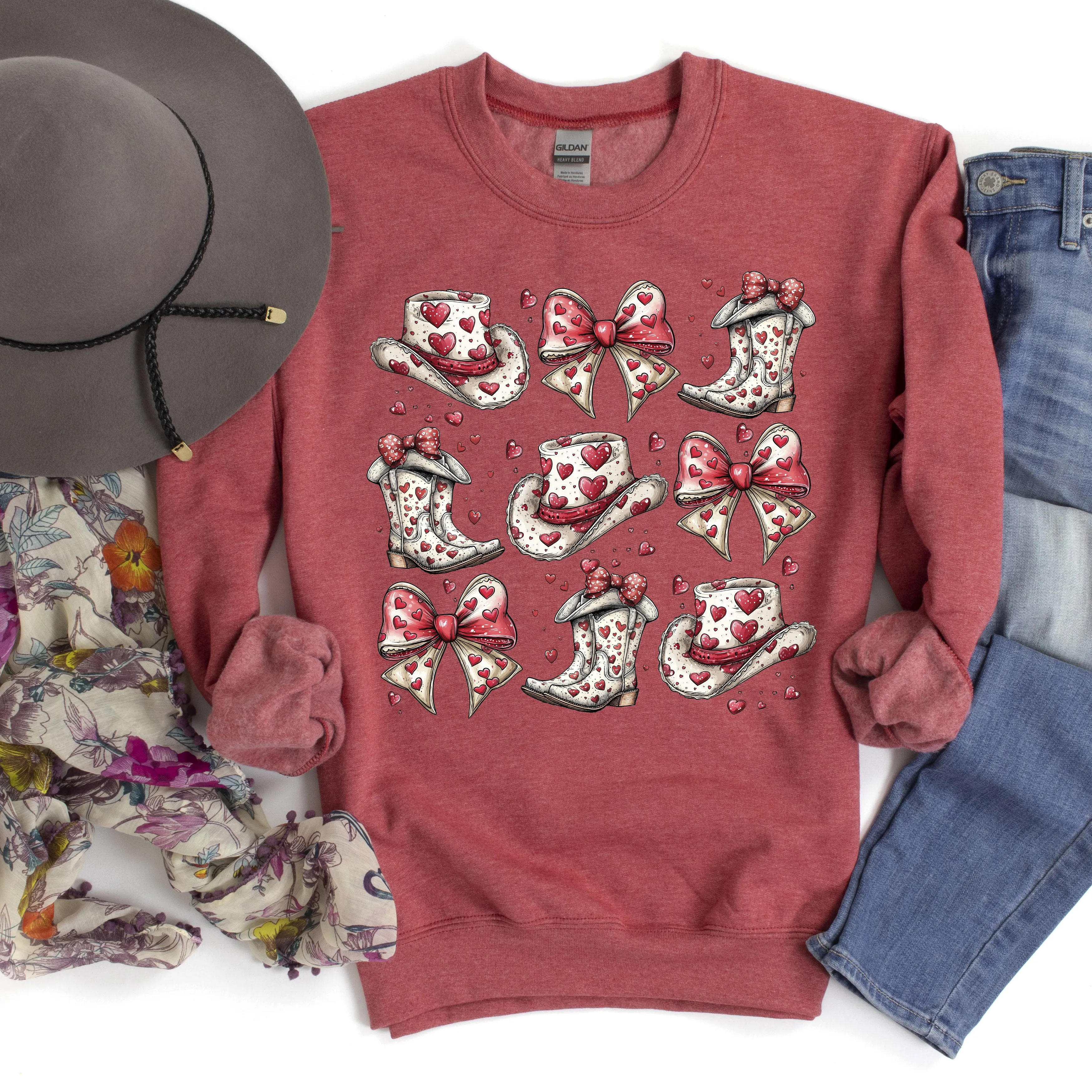 Western Hats and Boots, Country, Cowgirl Valentine's Day, Love Sweatshirt sold by Refinery Number One product image thumbnail 2