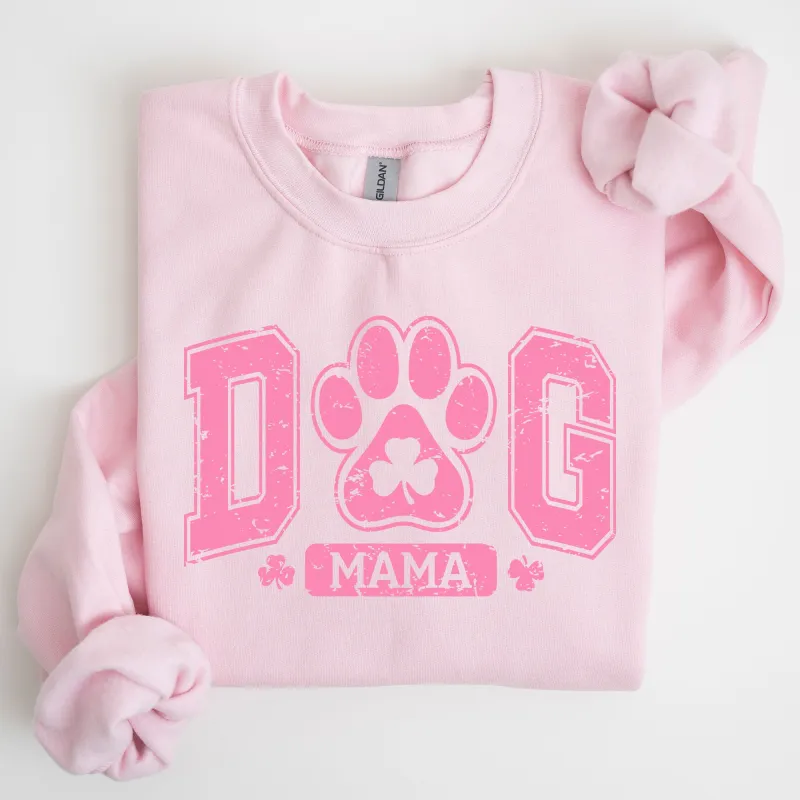 Dog Mama, Pink, Lucky, Shamrock, Lucky Charm, Irish, Retro, St Patrick's Day Sweatshirt sold by Refinery Number One