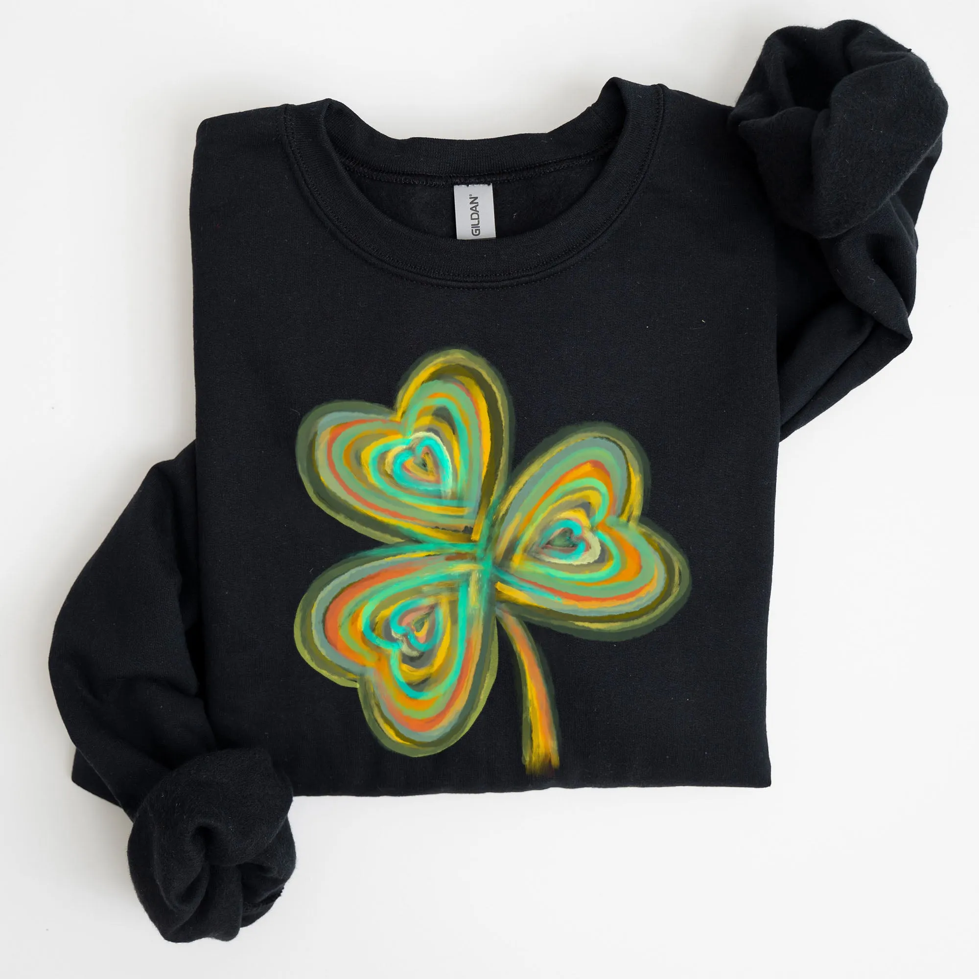 Pastel Shamrock, Clover, Lucky, Irish, Lucky Charm, Retro, St Patrick's Day Sweatshirt sold by Refinery Number One product image thumbnail 5