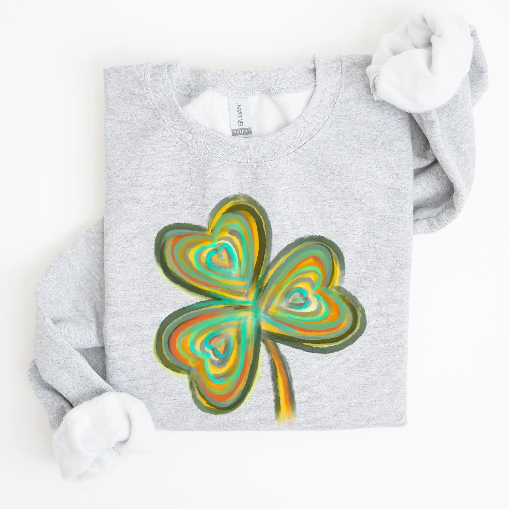 Pastel Shamrock, Clover, Lucky, Irish, Lucky Charm, Retro, St Patrick's Day Sweatshirt sold by Refinery Number One product image thumbnail 4