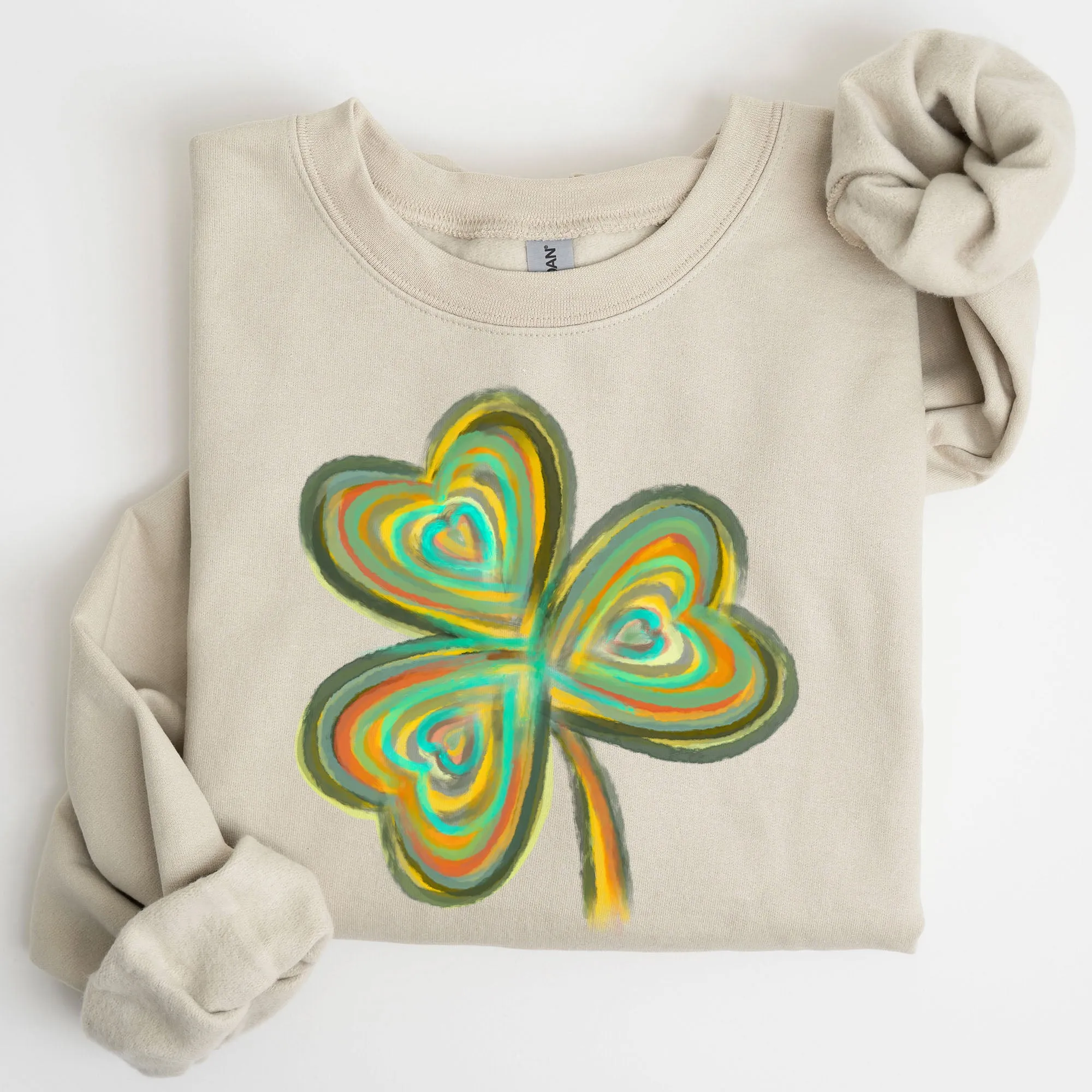 Pastel Shamrock, Clover, Lucky, Irish, Lucky Charm, Retro, St Patrick's Day Sweatshirt sold by Refinery Number One