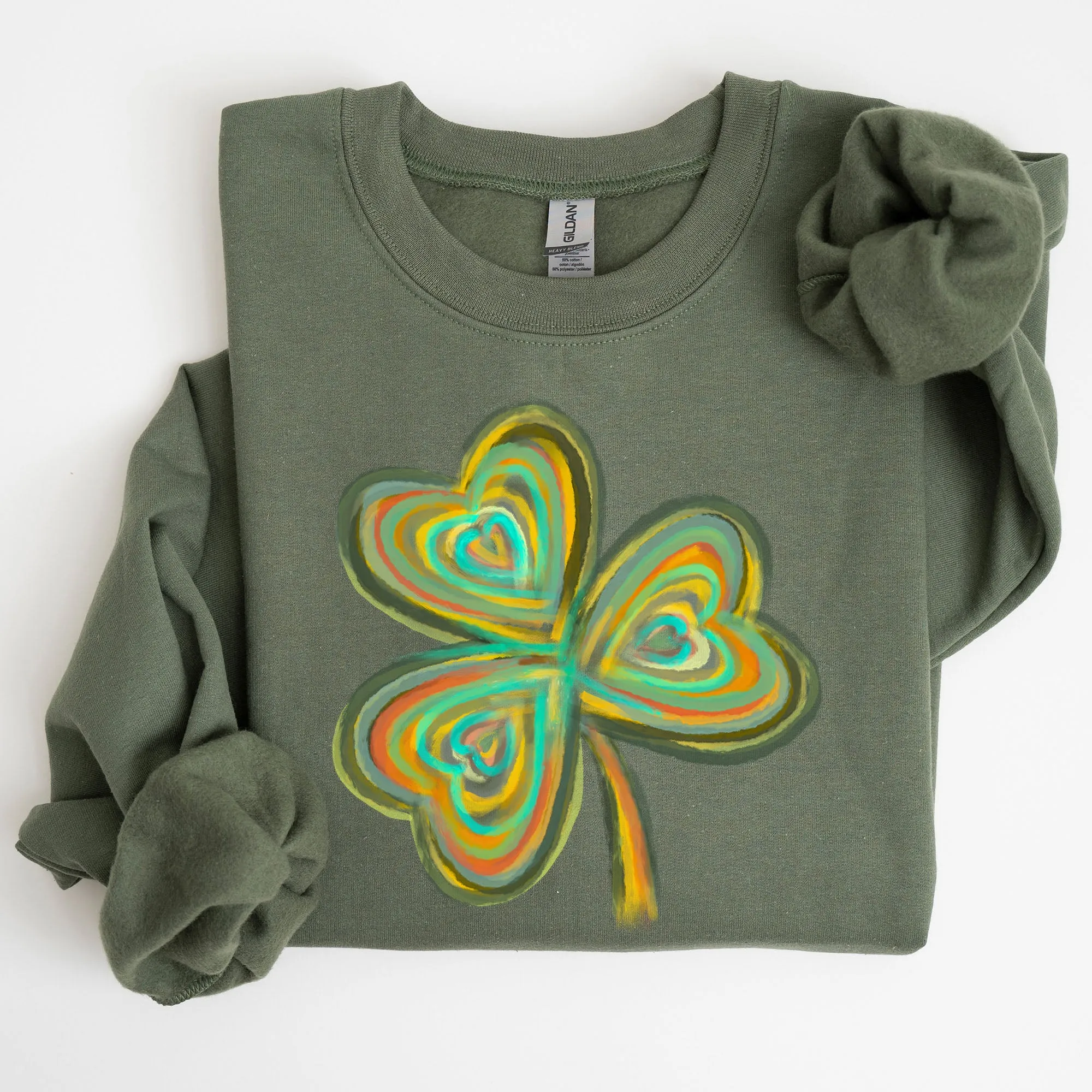 Pastel Shamrock, Clover, Lucky, Irish, Lucky Charm, Retro, St Patrick's Day Sweatshirt sold by Refinery Number One product image thumbnail 3