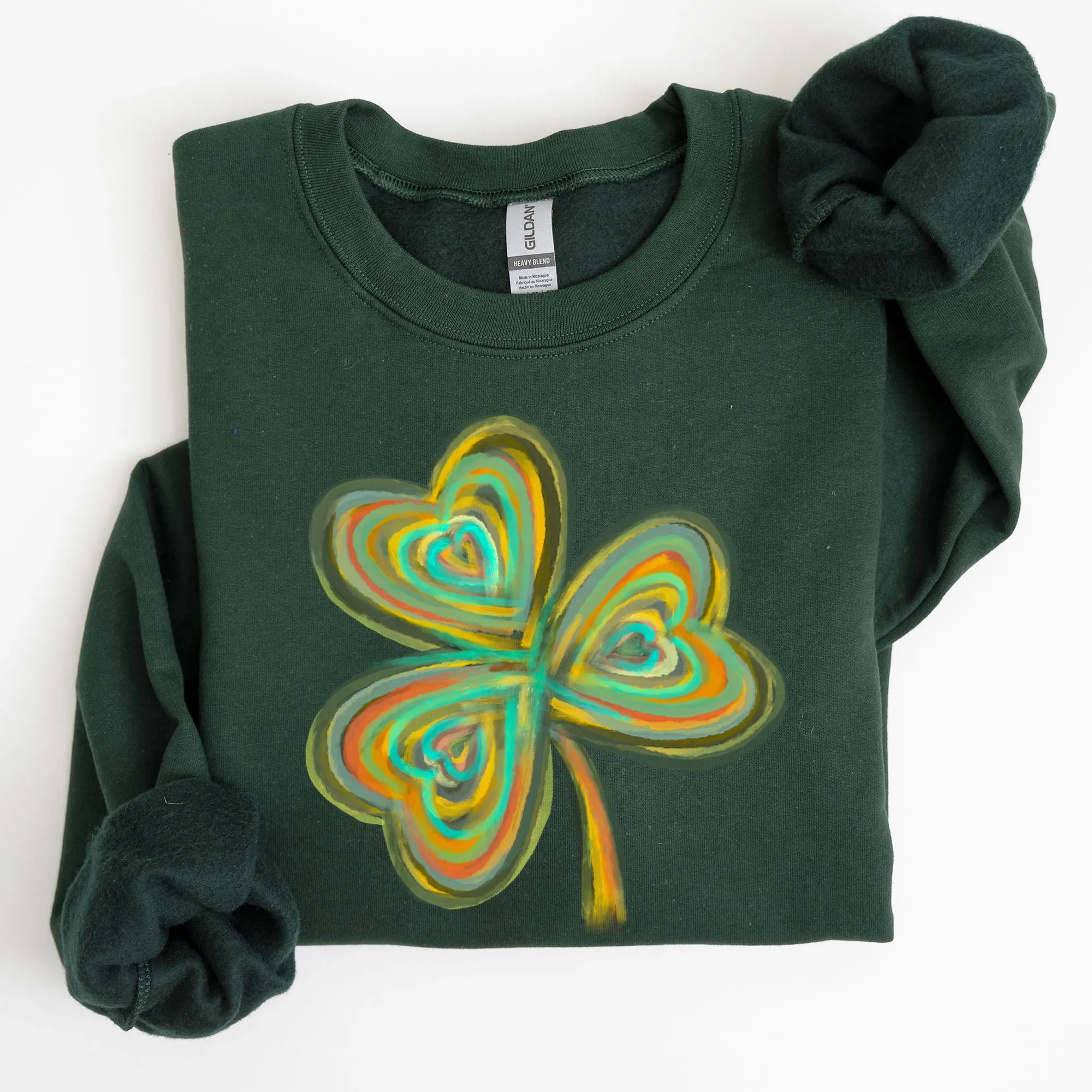 Pastel Shamrock, Clover, Lucky, Irish, Lucky Charm, Retro, St Patrick's Day Sweatshirt sold by Refinery Number One product image thumbnail 2