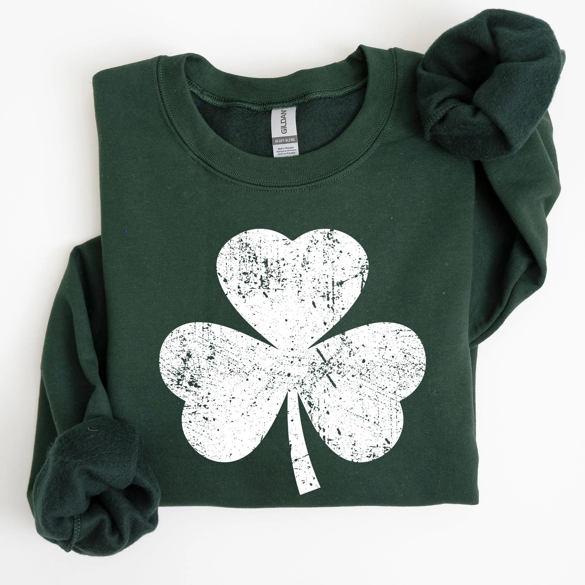 Retro Shamrock, Clover, Lucky, Irish, Lucky Charm, St Patrick's Day Sweatshirt sold by Refinery Number One product image thumbnail 3
