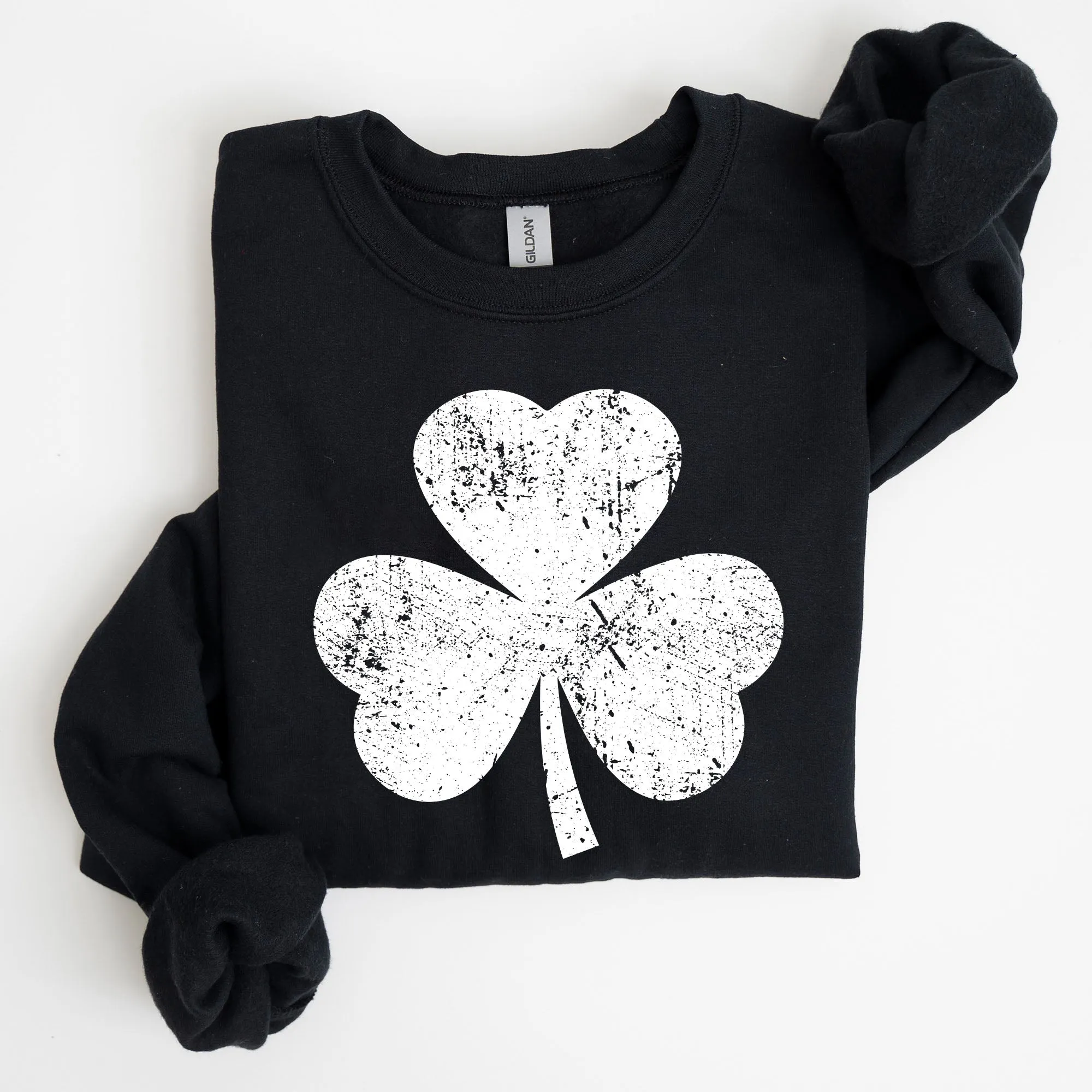 Retro Shamrock, Clover, Lucky, Irish, Lucky Charm, St Patrick's Day Sweatshirt sold by Refinery Number One product image thumbnail 4