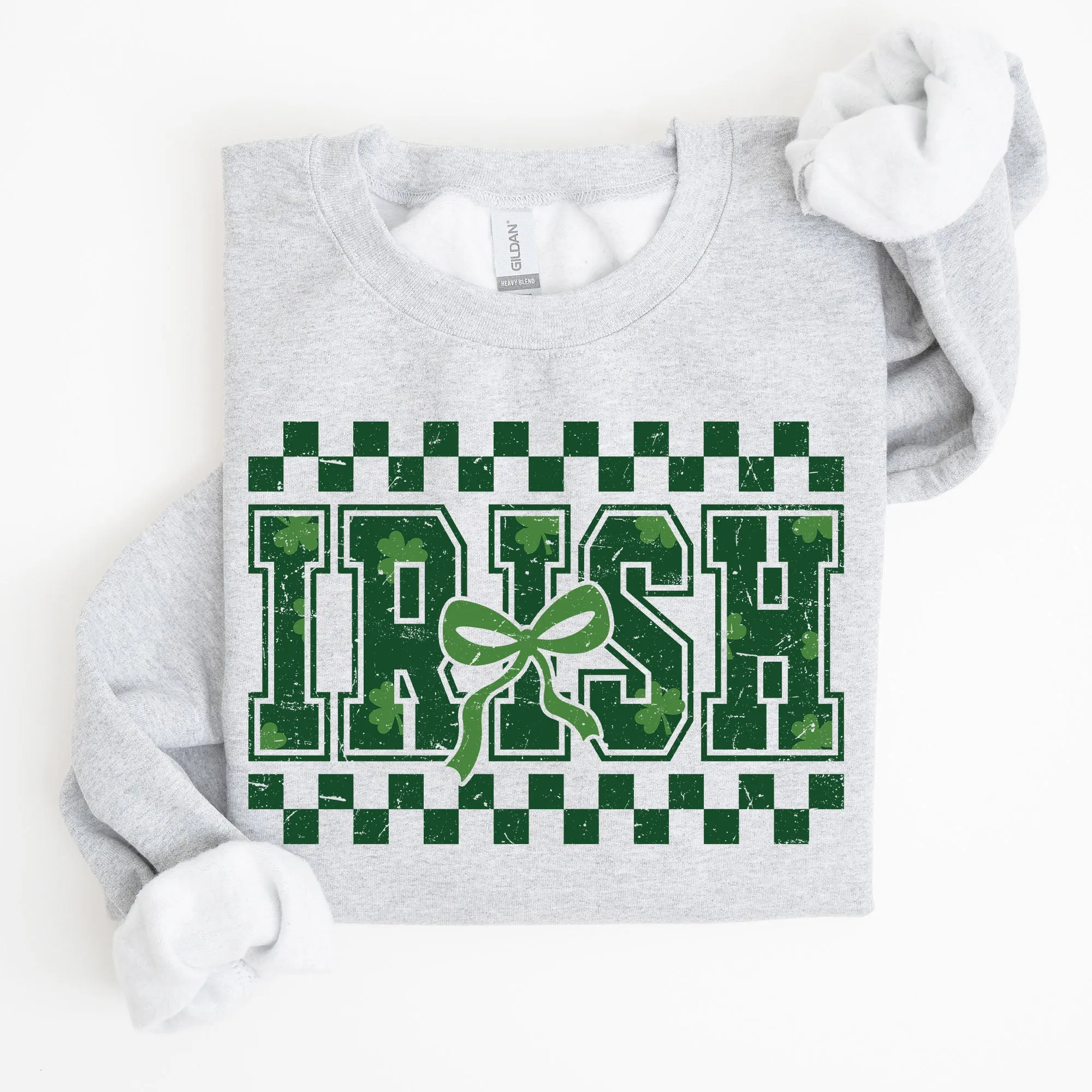 Irish, Checkered, Retro, Lucky, Shamrock, Bow, Coquette, Lucky Charm, St Patrick's Day Sweatshirt sold by Refinery Number One product image thumbnail 5