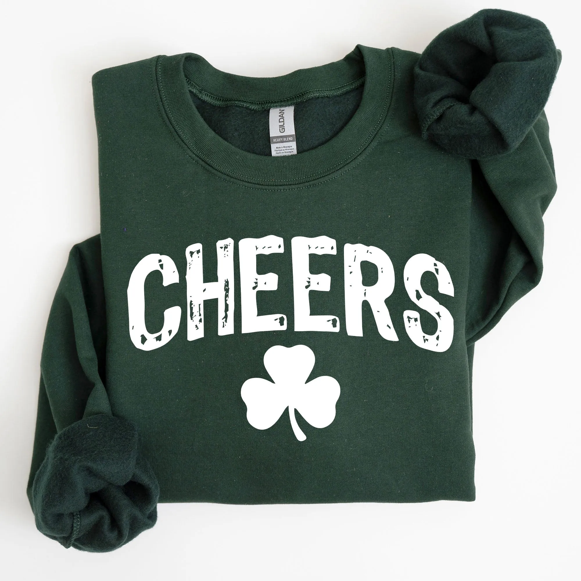 Cheers, Shamrock, Clover, Lucky, Retro, Lucky, Irish, Lucky Charm, St Patrick's Day Sweatshirt sold by Refinery Number One product image thumbnail 3