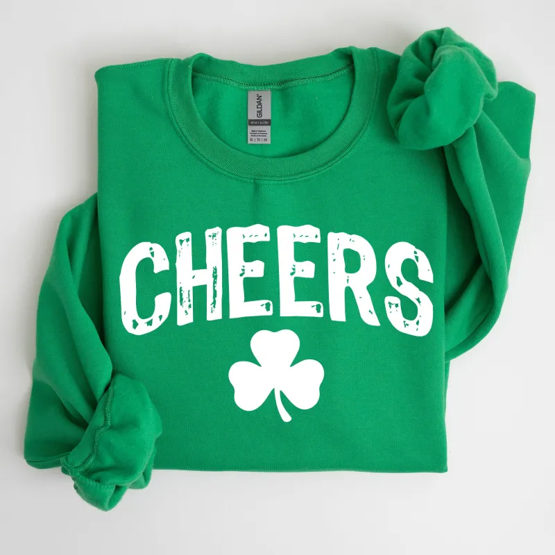 Cheers, Shamrock, Clover, Lucky, Retro, Lucky, Irish, Lucky Charm, St Patrick's Day Sweatshirt made by Refinery Number One