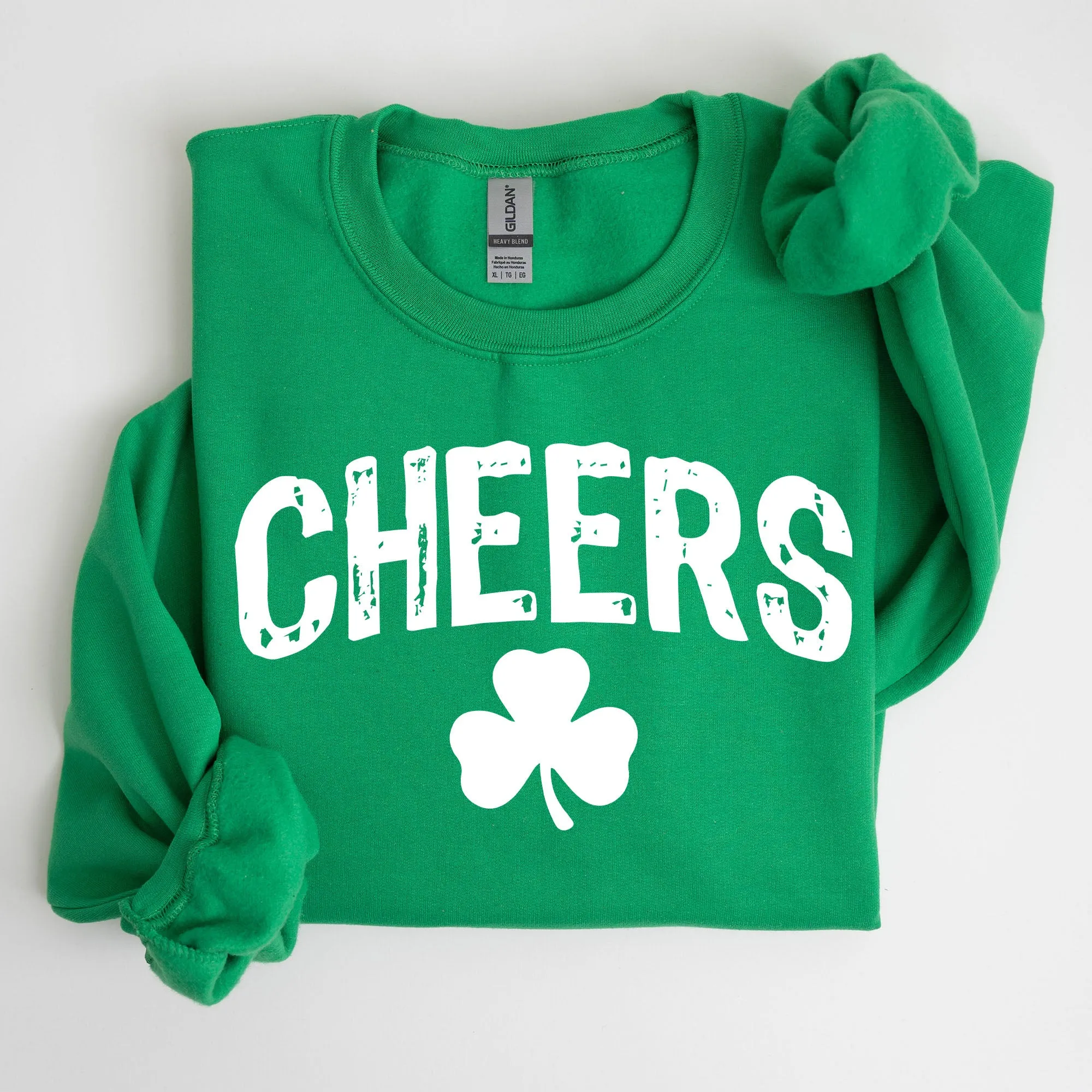 Cheers, Shamrock, Clover, Lucky, Retro, Lucky, Irish, Lucky Charm, St Patrick's Day Sweatshirt sold by Refinery Number One