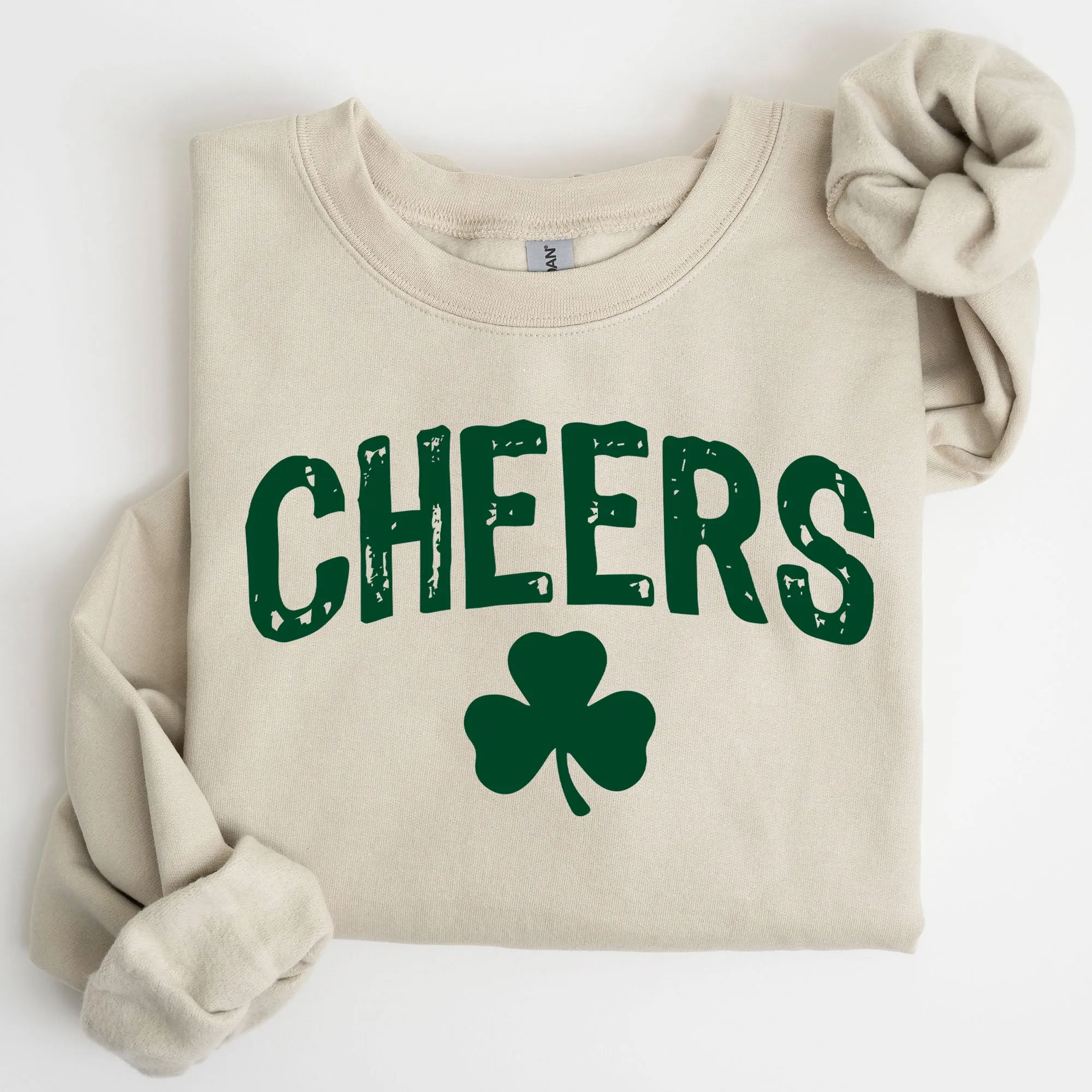 Cheers, Shamrock, Clover, Lucky, Retro, Lucky, Irish, Lucky Charm, St Patrick's Day Sweatshirt sold by Refinery Number One product image thumbnail 4