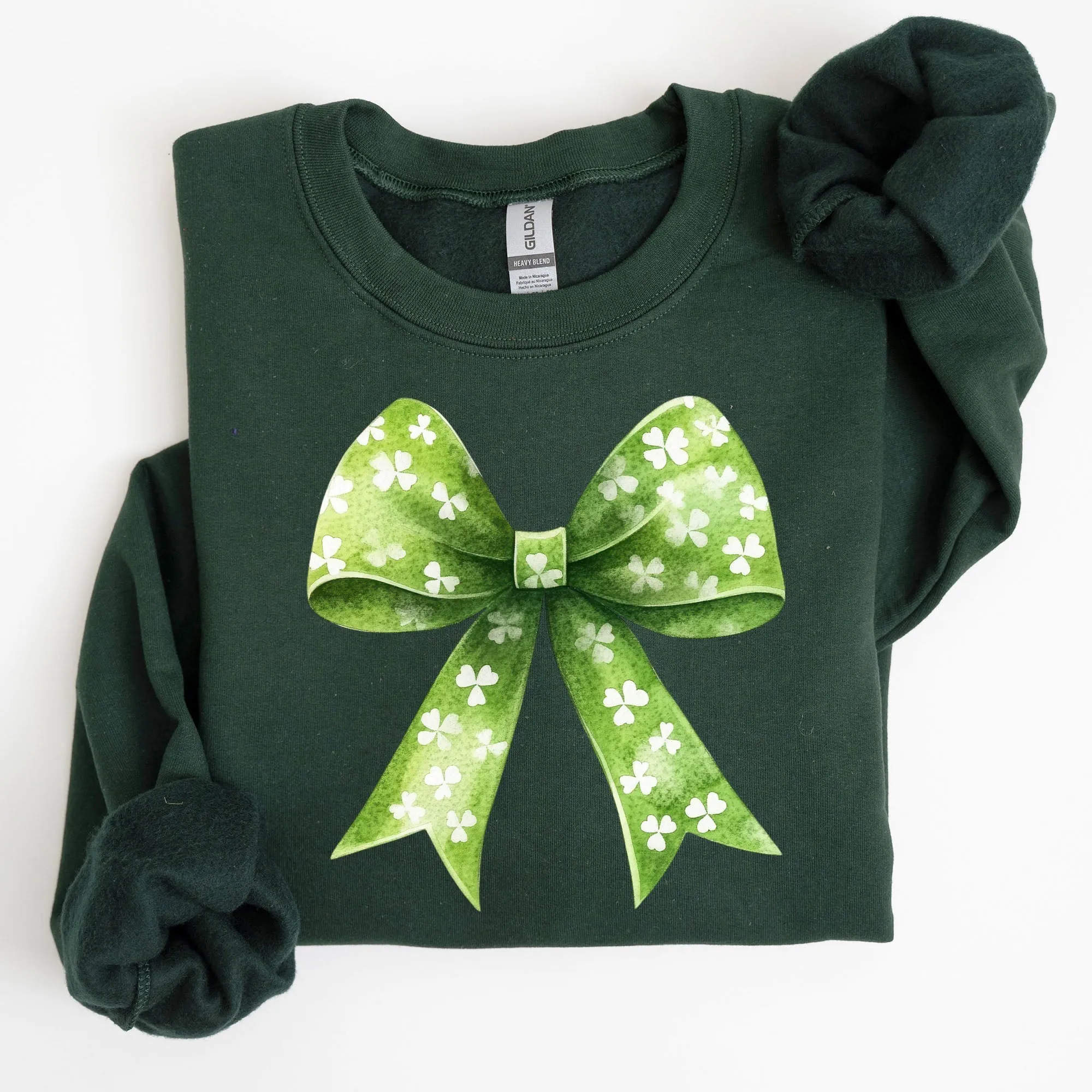 Vintage Coquette, Bow, Shamrock, Clover, Lucky, Retro, Lucky, Irish, Lucky Charm, St Patrick's Day Sweatshirt sold by Refinery Number One product image thumbnail 3