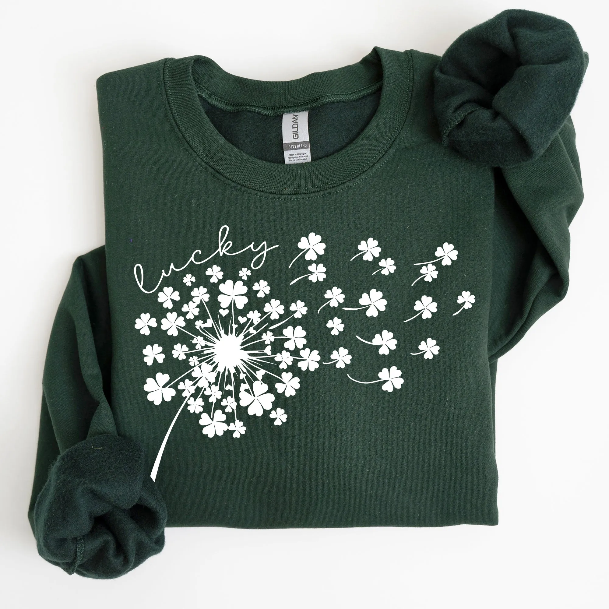 Lucky Dandelion, Clover, Irish, Lucky Charm, St Patrick's Day Sweatshirt sold by Refinery Number One