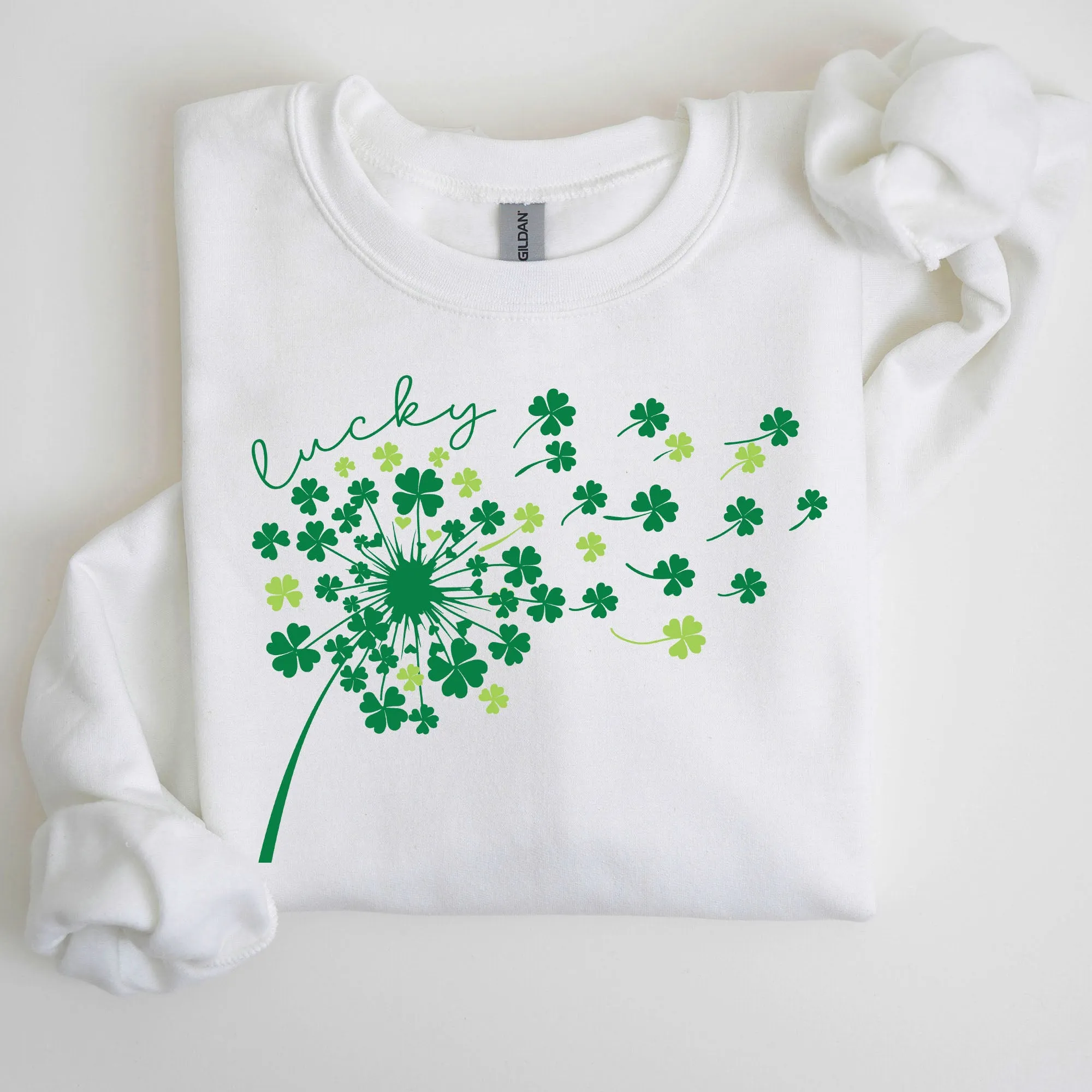 Lucky Dandelion, Clover, Irish, Lucky Charm, St Patrick's Day Sweatshirt sold by Refinery Number One product image thumbnail 2