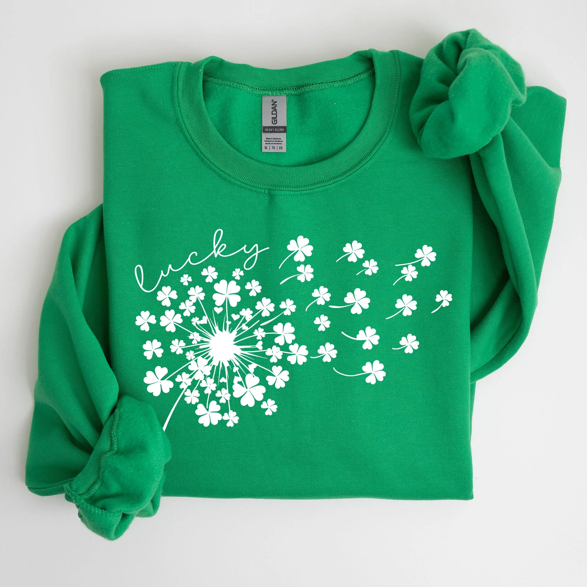 Lucky Dandelion, Clover, Irish, Lucky Charm, St Patrick's Day Sweatshirt sold by Refinery Number One product image thumbnail 3