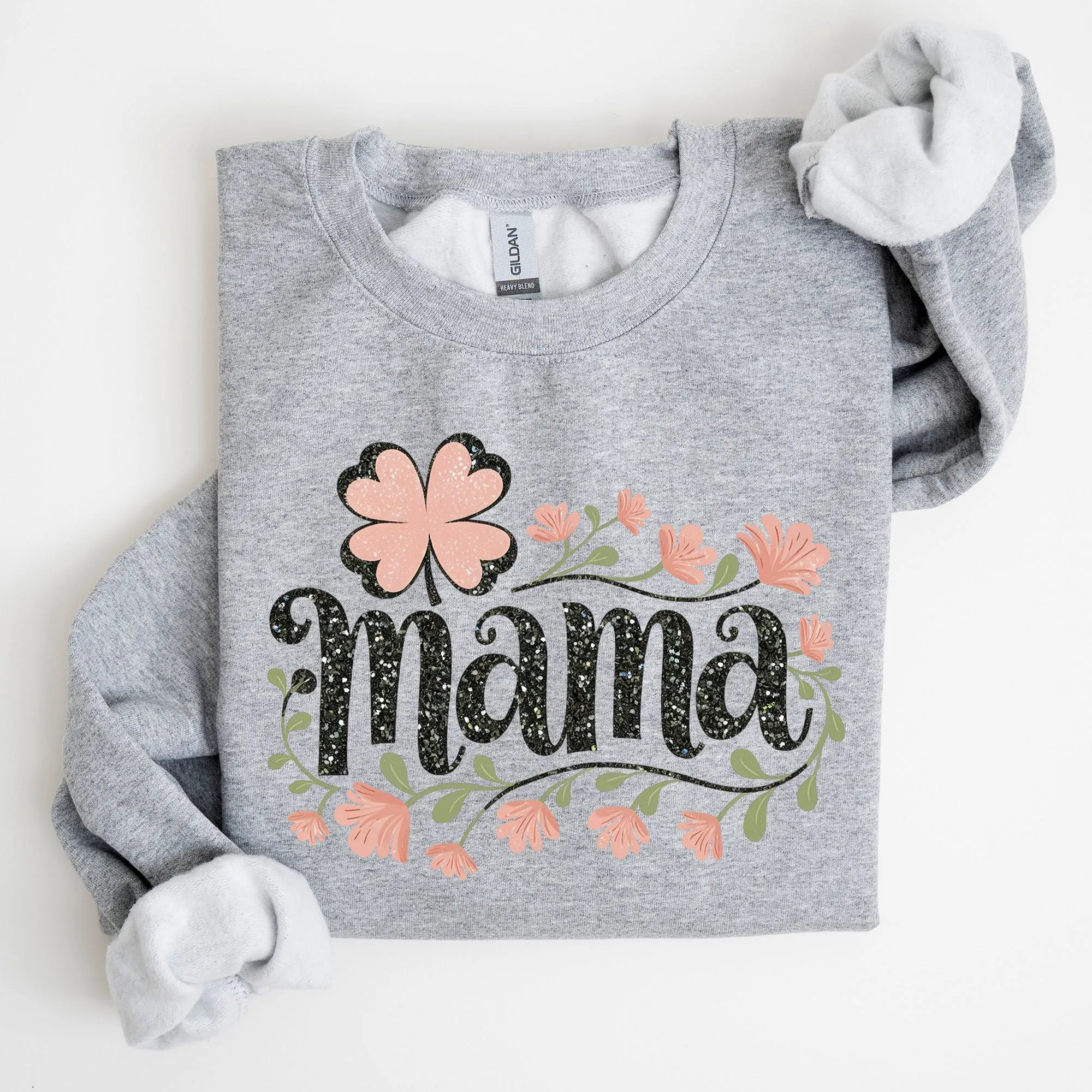 Floral Mama, Shamrock, Lucky, Clover, Irish, Lucky Charm, St Patrick's Day Sweatshirt sold by Refinery Number One product image thumbnail 5