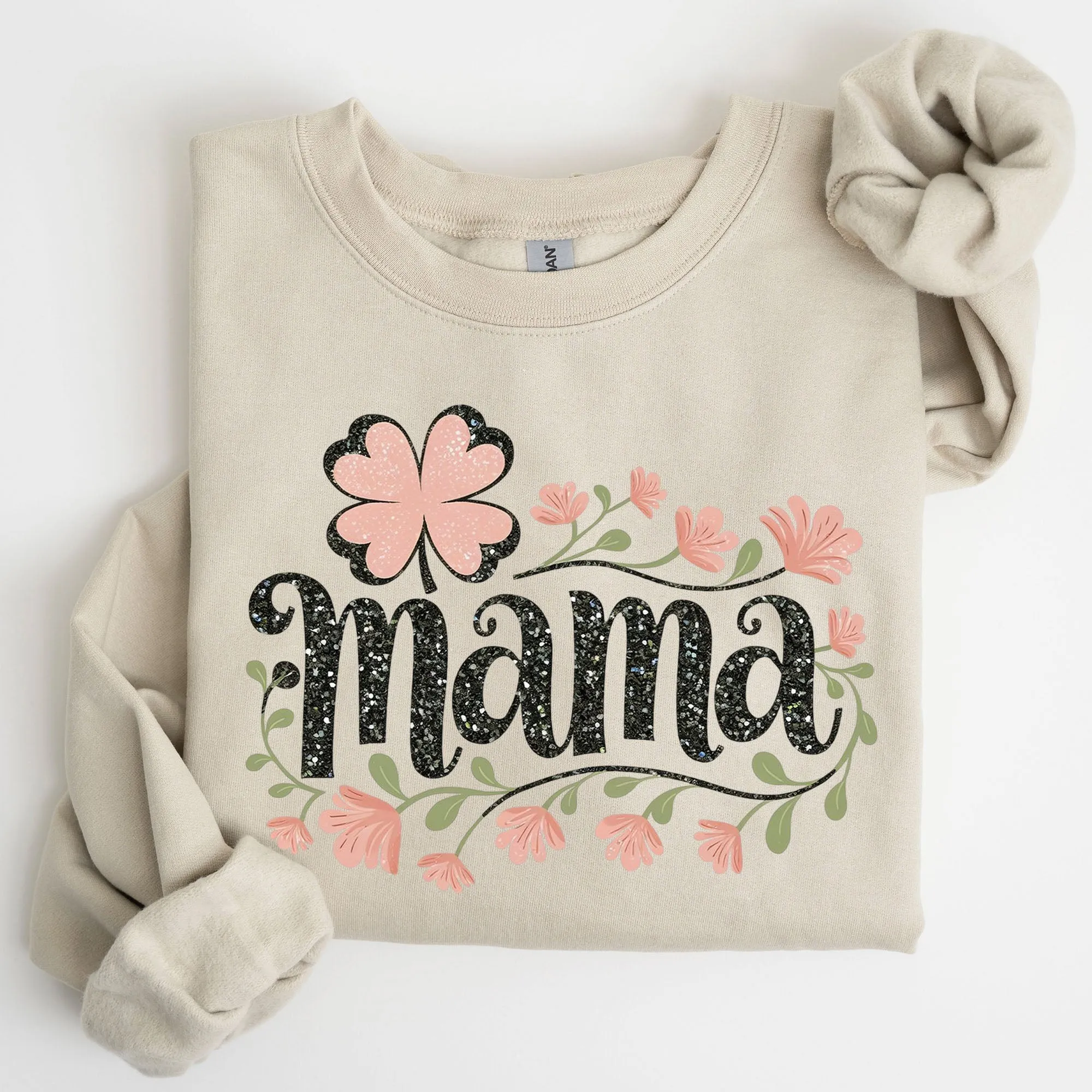 Floral Mama, Shamrock, Lucky, Clover, Irish, Lucky Charm, St Patrick's Day Sweatshirt sold by Refinery Number One product image thumbnail 2