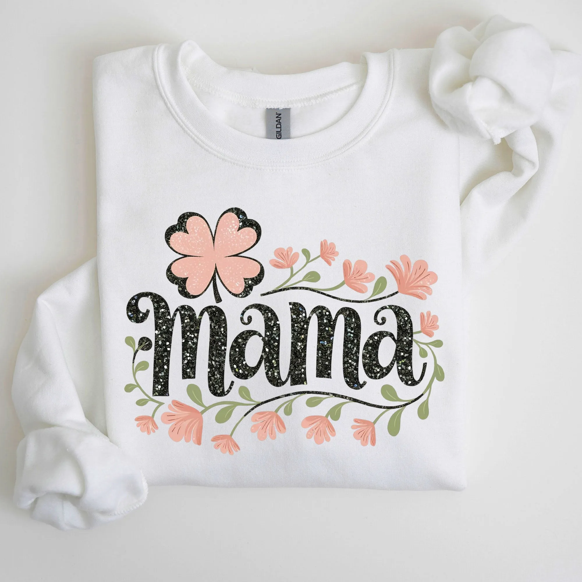 Floral Mama, Shamrock, Lucky, Clover, Irish, Lucky Charm, St Patrick's Day Sweatshirt sold by Refinery Number One product image thumbnail 3