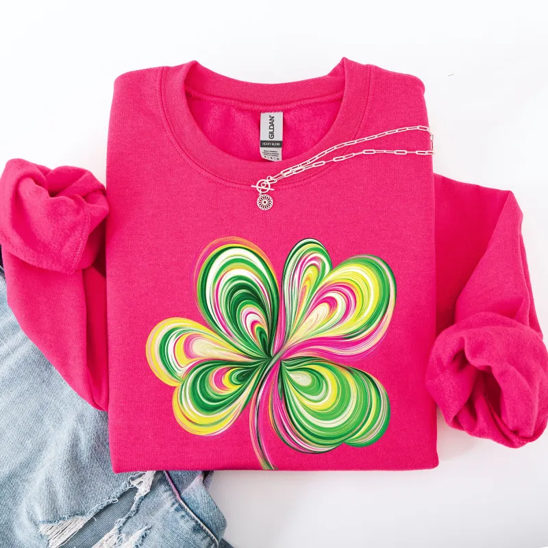 Colorful, Painted, St Patrick's Day, Shamrock, Clover, Lucky, Leprechaun Sweatshirt sold by Refinery Number One
