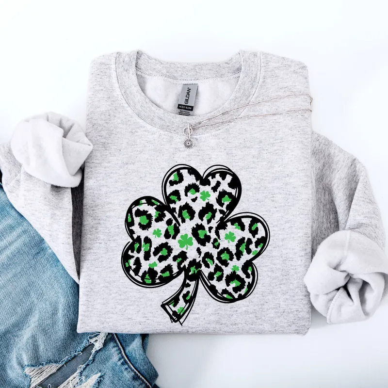 Leopard Print, St Patrick's Day, Shamrock, Clover, Lucky, Leprechaun Sweatshirt sold by Refinery Number One