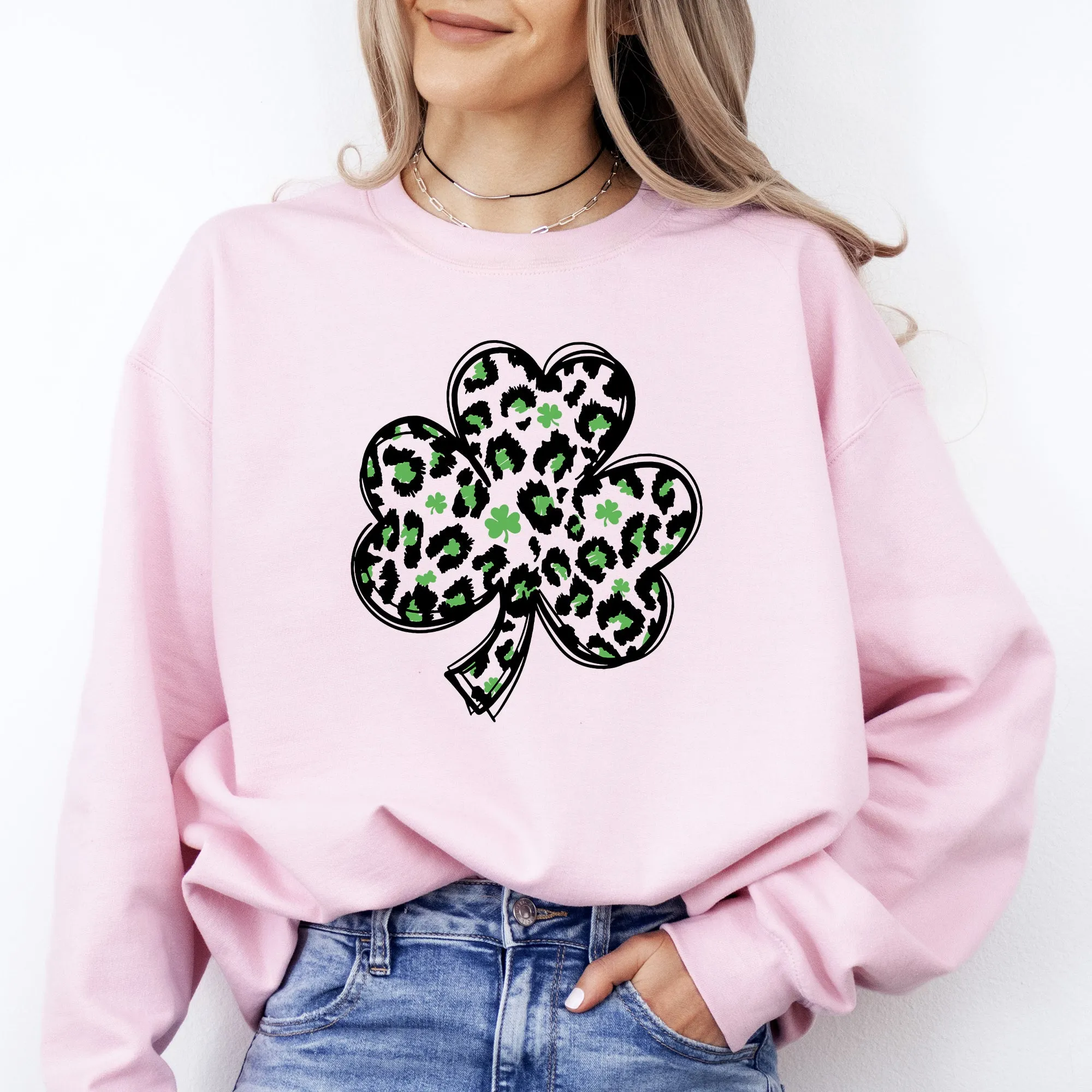 Leopard Print, St Patrick's Day, Shamrock, Clover, Lucky, Leprechaun Sweatshirt sold by Refinery Number One product image thumbnail 3