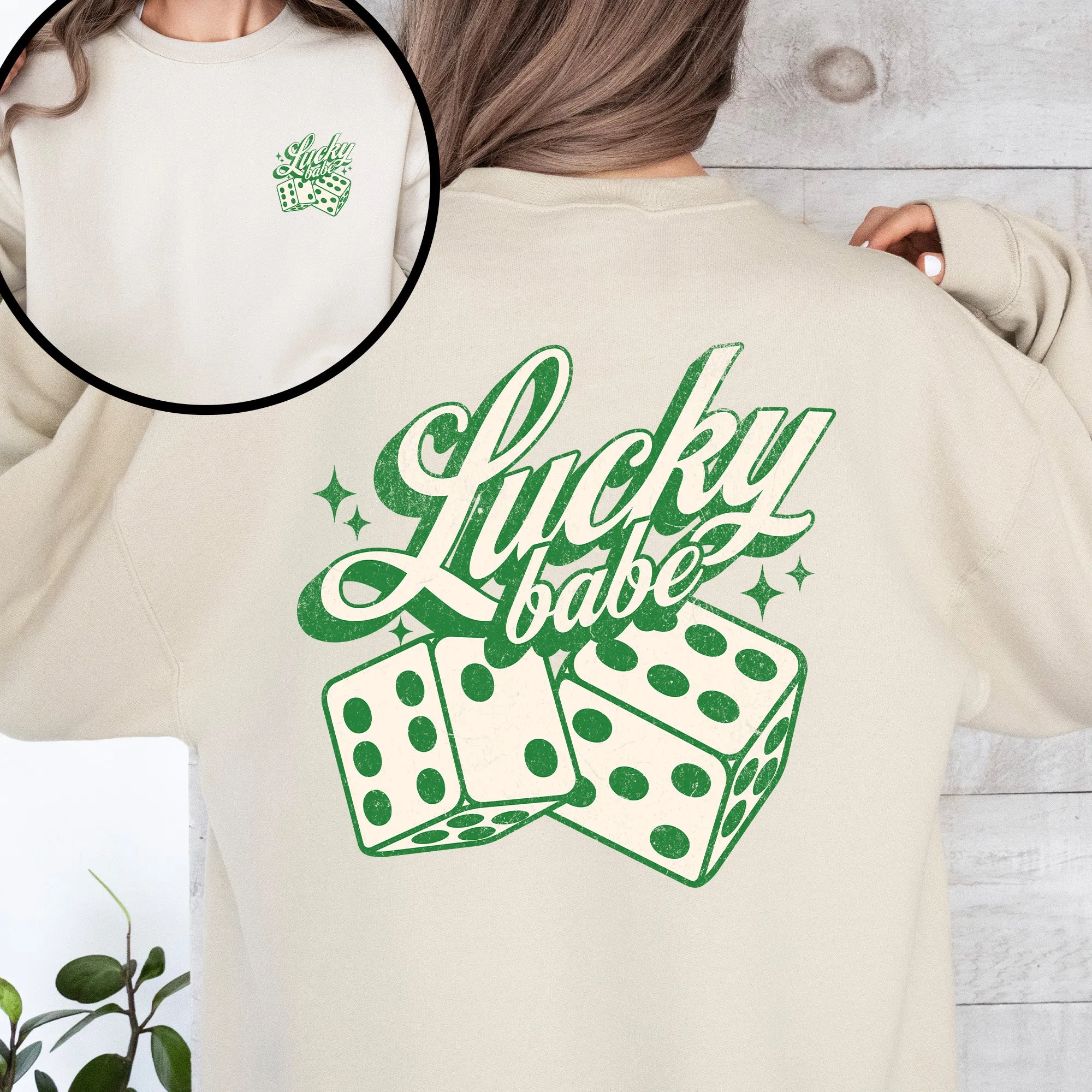 Lucky Babe Dice Las Vegas St Patrick's Day Shamrock Clover Leprechaun Sweatshirt sold by Refinery Number One