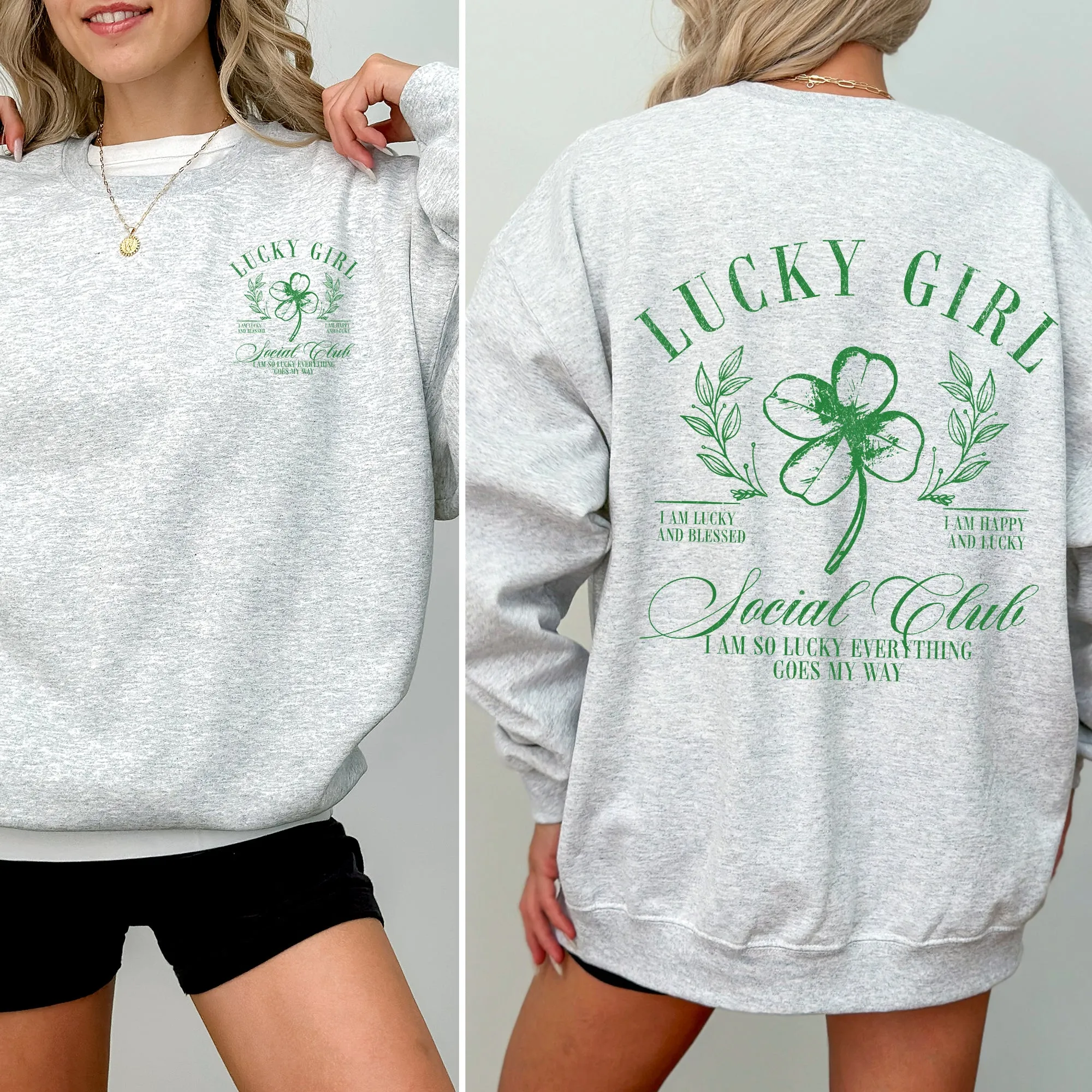 Lucky Girl Social Club Irish Pride St Patrick's Day Shamrock Clover Leprechaun Sweatshirt sold by Refinery Number One