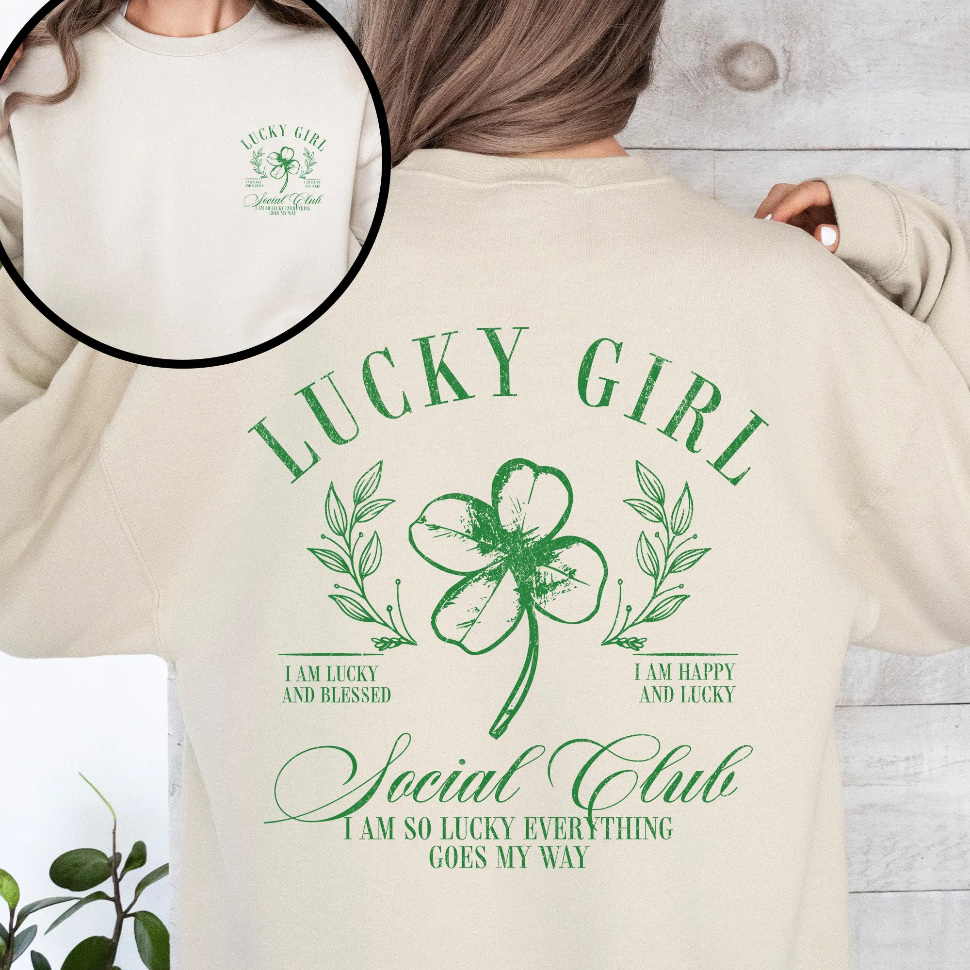 Lucky Girl Social Club Irish Pride St Patrick's Day Shamrock Clover Leprechaun Sweatshirt sold by Refinery Number One product image thumbnail 3