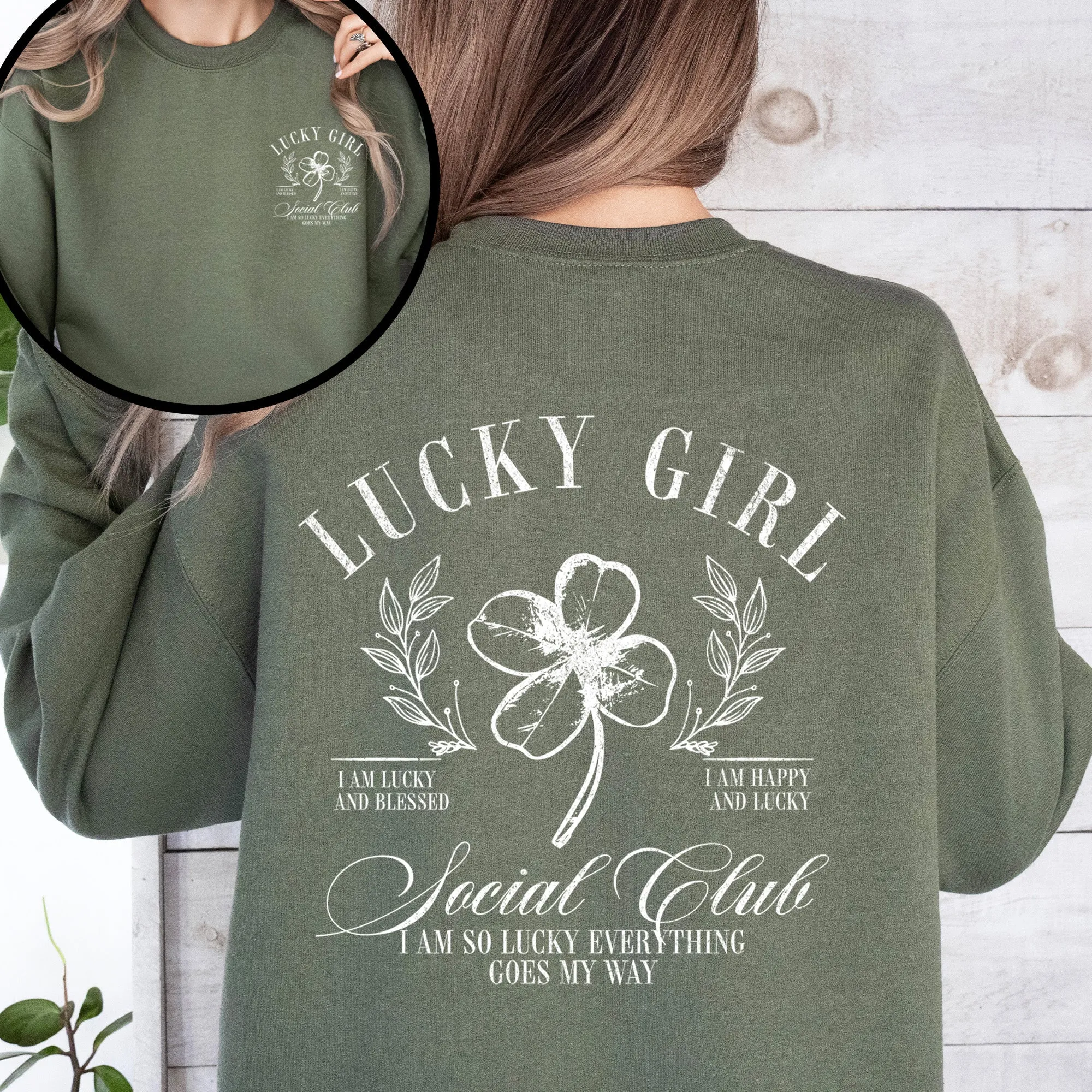 Lucky Girl Social Club Irish Pride St Patrick's Day Shamrock Clover Leprechaun Sweatshirt sold by Refinery Number One product image thumbnail 2