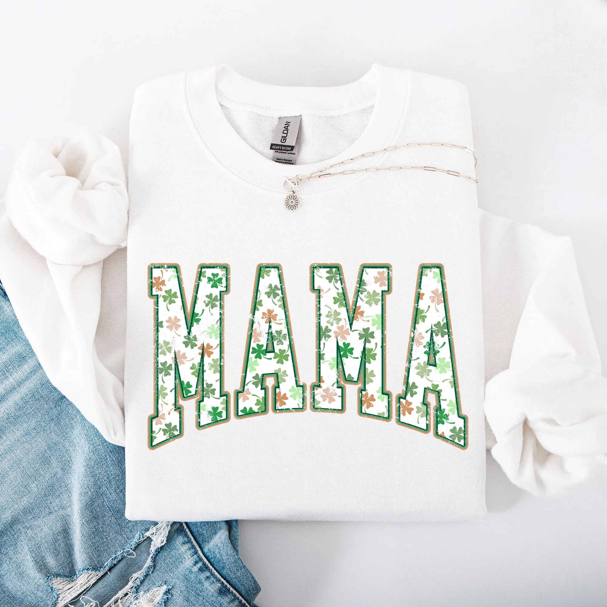 Mama, Colorful Shamrocks, St Patrick's Day, Shamrock, Clover, Lucky, Leprechaun Sweatshirt sold by Refinery Number One product image thumbnail 5