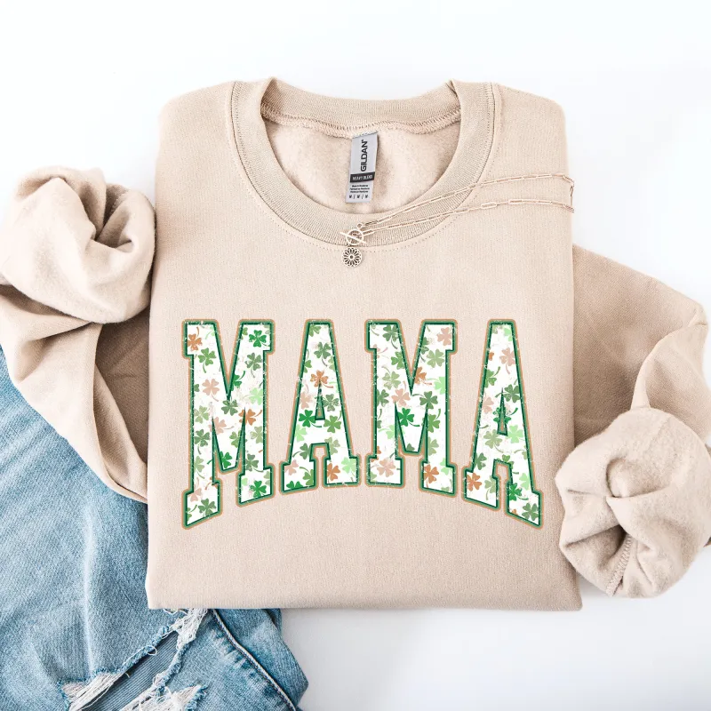 Mama, Colorful Shamrocks, St Patrick's Day, Shamrock, Clover, Lucky, Leprechaun Sweatshirt sold by Refinery Number One
