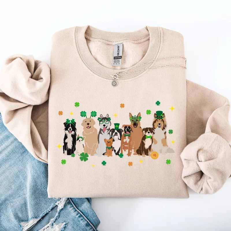 St Patrick's Dogs, Cute, St Patrick's Day, Shamrock, Clover, Lucky, Leprechaun Sweatshirt sold by Refinery Number One