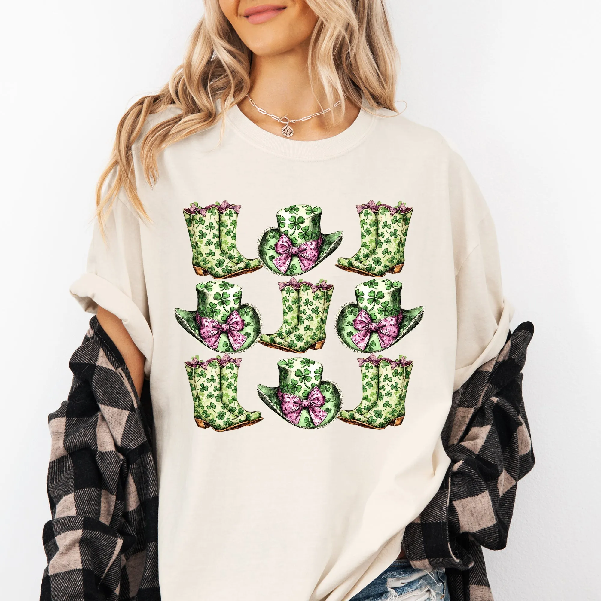 Boots and Hats, Cowboy, St Patrick's Day, Shamrock, Clover, Lucky, Leprechaun Tshirt Comfort Colors T-Shirt sold by Refinery Number One