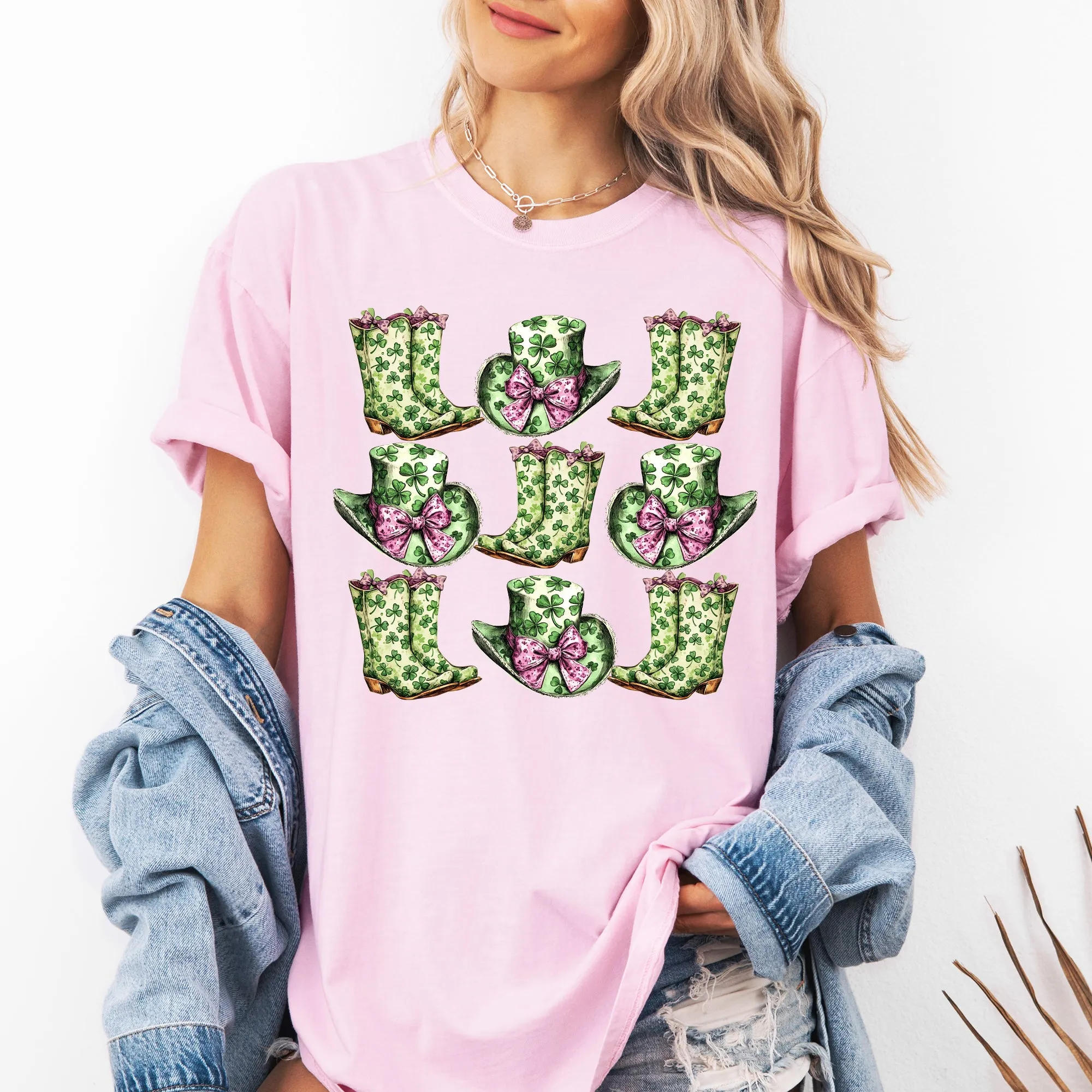 Boots and Hats, Cowboy, St Patrick's Day, Shamrock, Clover, Lucky, Leprechaun Tshirt Comfort Colors T-Shirt sold by Refinery Number One product image thumbnail 2