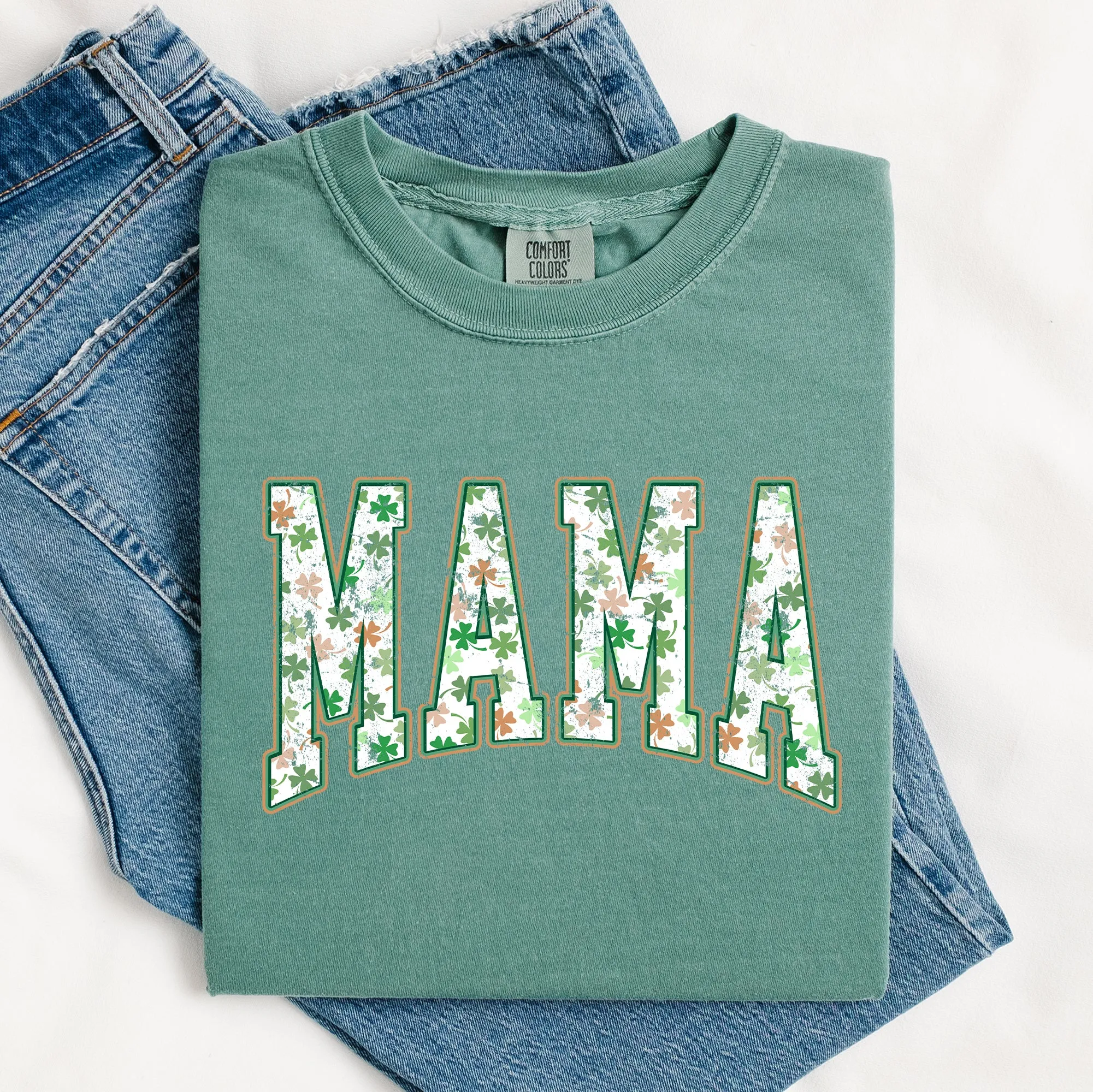 Mama, Colorful Shamrocks, St Patrick's Day, Shamrock, Clover, Lucky, Leprechaun Tshirt Comfort Colors T-Shirt sold by Refinery Number One product image thumbnail 2
