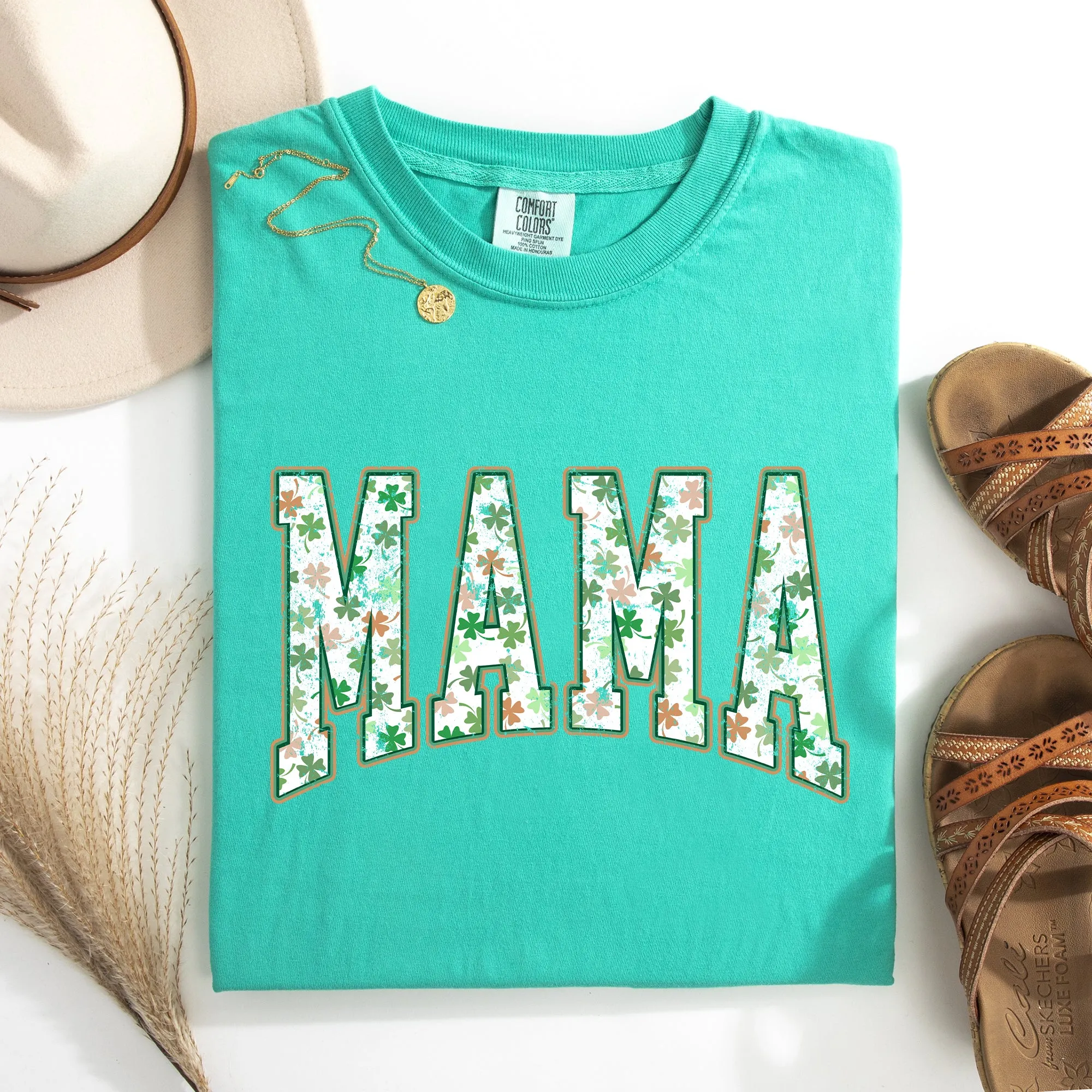 Mama, Colorful Shamrocks, St Patrick's Day, Shamrock, Clover, Lucky, Leprechaun Tshirt Comfort Colors T-Shirt sold by Refinery Number One product image thumbnail 5