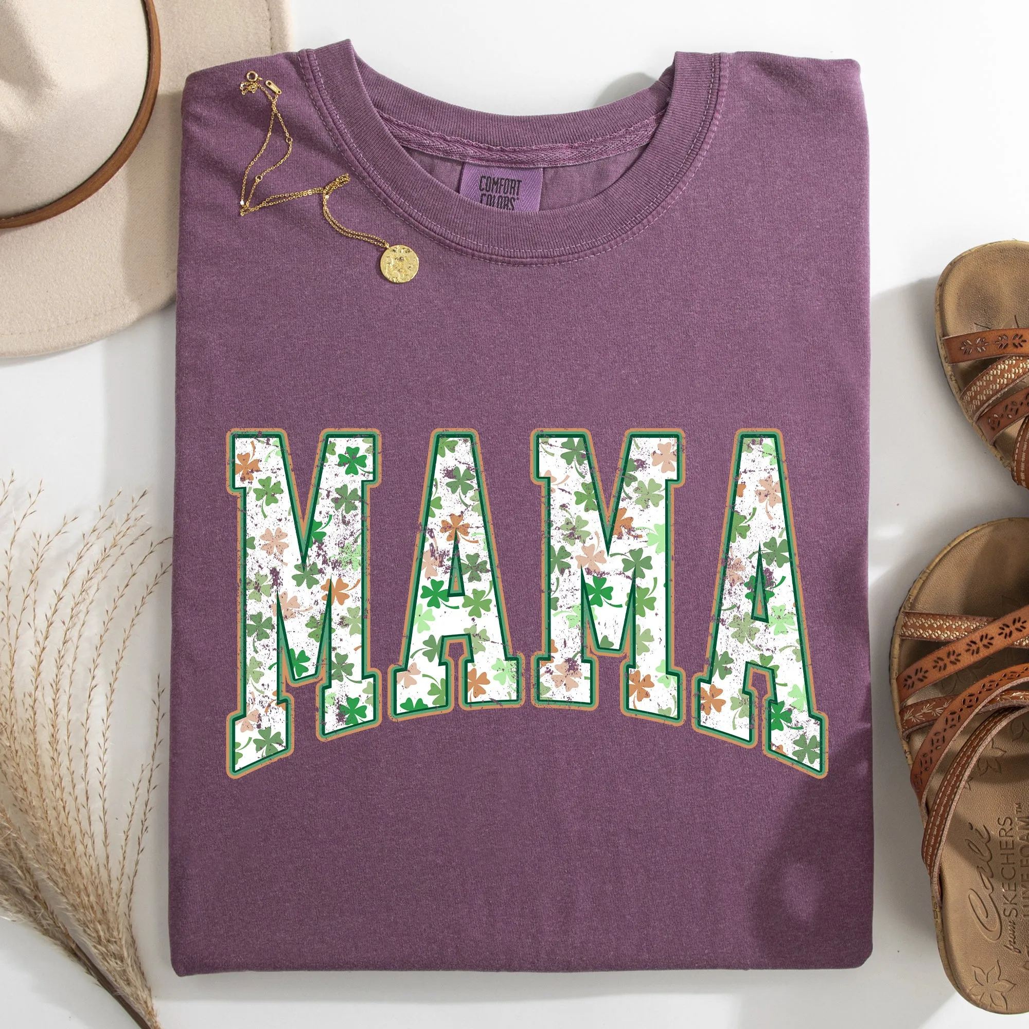 Mama, Colorful Shamrocks, St Patrick's Day, Shamrock, Clover, Lucky, Leprechaun Tshirt Comfort Colors T-Shirt sold by Refinery Number One product image thumbnail 4