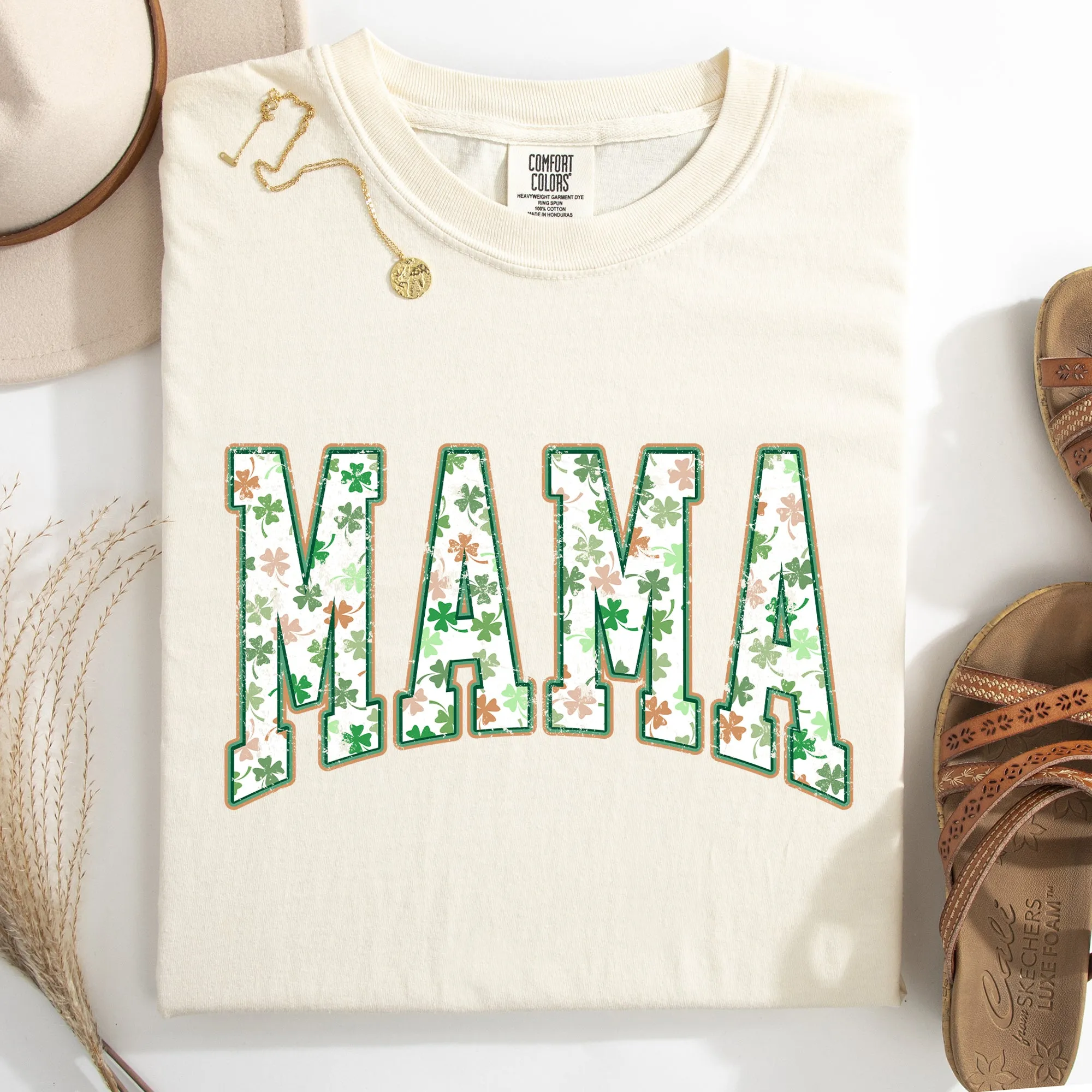 Mama, Colorful Shamrocks, St Patrick's Day, Shamrock, Clover, Lucky, Leprechaun Tshirt Comfort Colors T-Shirt sold by Refinery Number One product image thumbnail 3