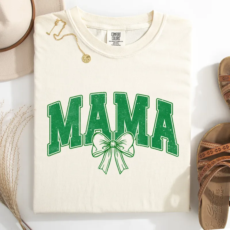 Mama, Green Bow, St Patrick's Day, Shamrock, Clover, Lucky, Leprechaun Tshirt Comfort Colors T-Shirt sold by Refinery Number One